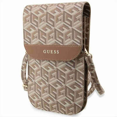 Guess Smartphone-Hülle Guess Universell Handy Tasche Umhängetasche GCube Stripe Braun