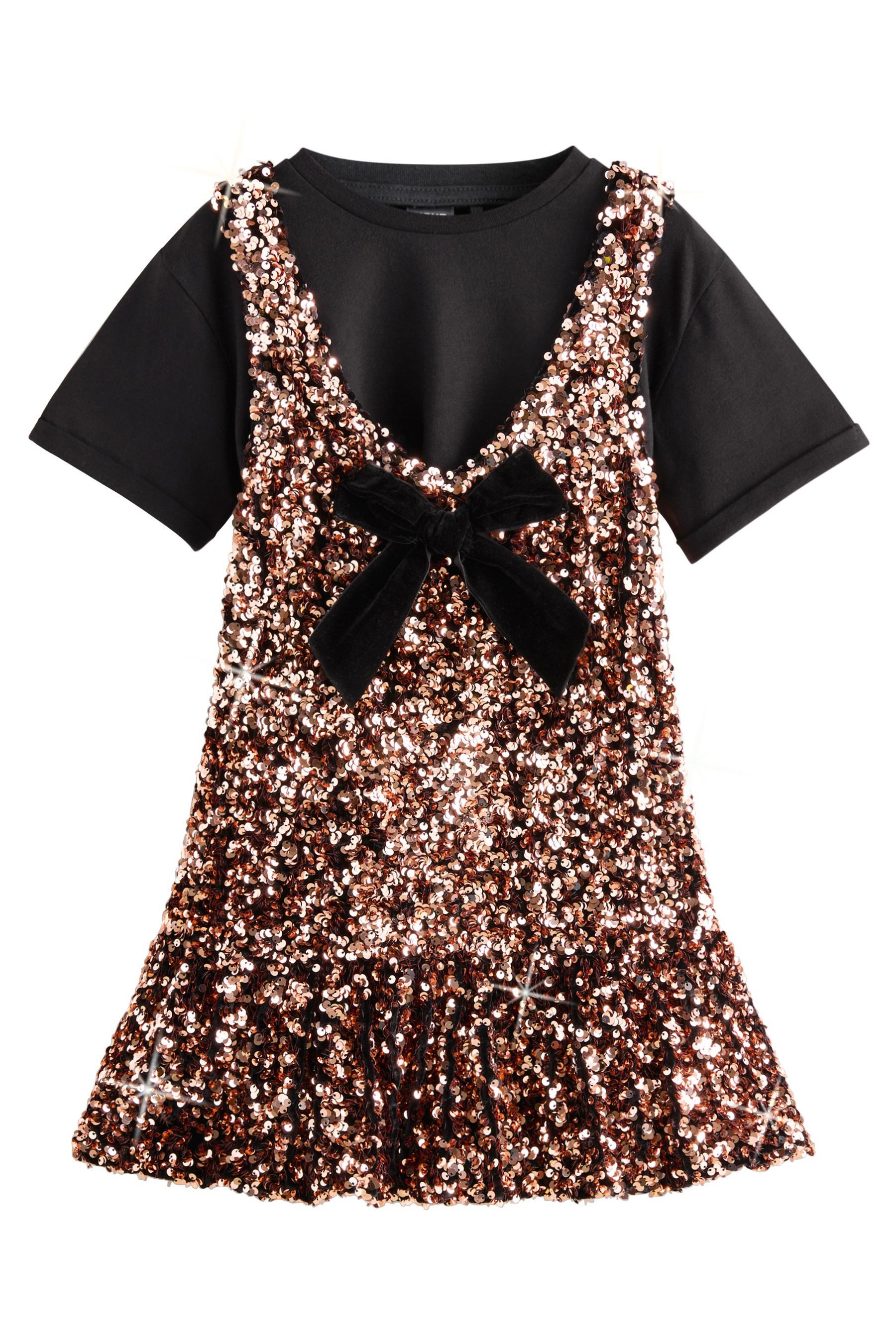 Next Paillettenkleid Pailletten-Kleid und T-Shirt im Set (2-tlg)