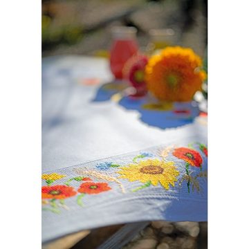 Vervaco Kreativset Vervaco Tischdecke Kreuzstich Set "Wildblumen", (embroidery kit by Marussia)
