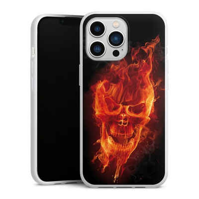 DeinDesign Handyhülle Totenkopf Feuer Schädel Burning Skull, Apple iPhone 13 Pro Silikon Hülle Bumper Case Handy Schutzhülle