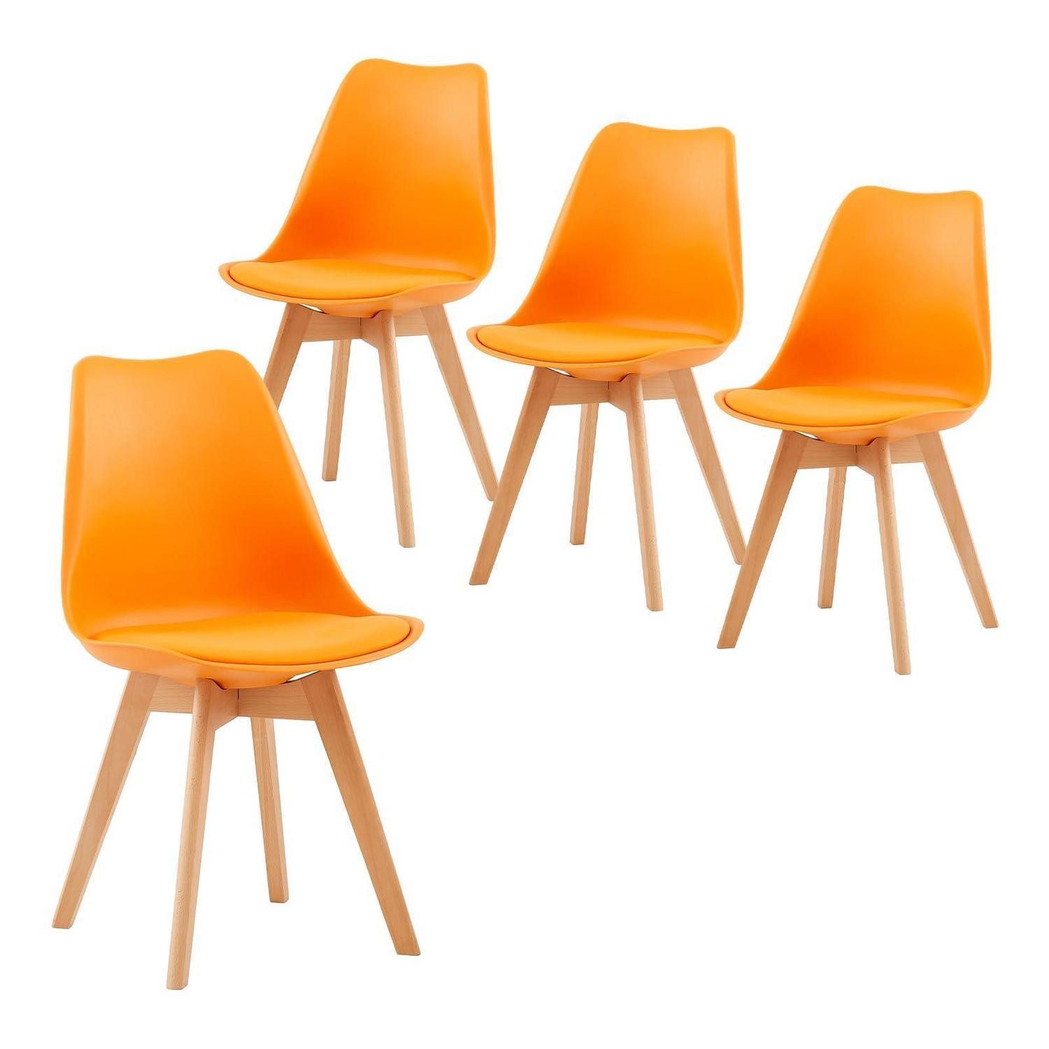 LuxusKollektion Esszimmerstuhl Esszimmerstuhl Retro Orange 4er Set