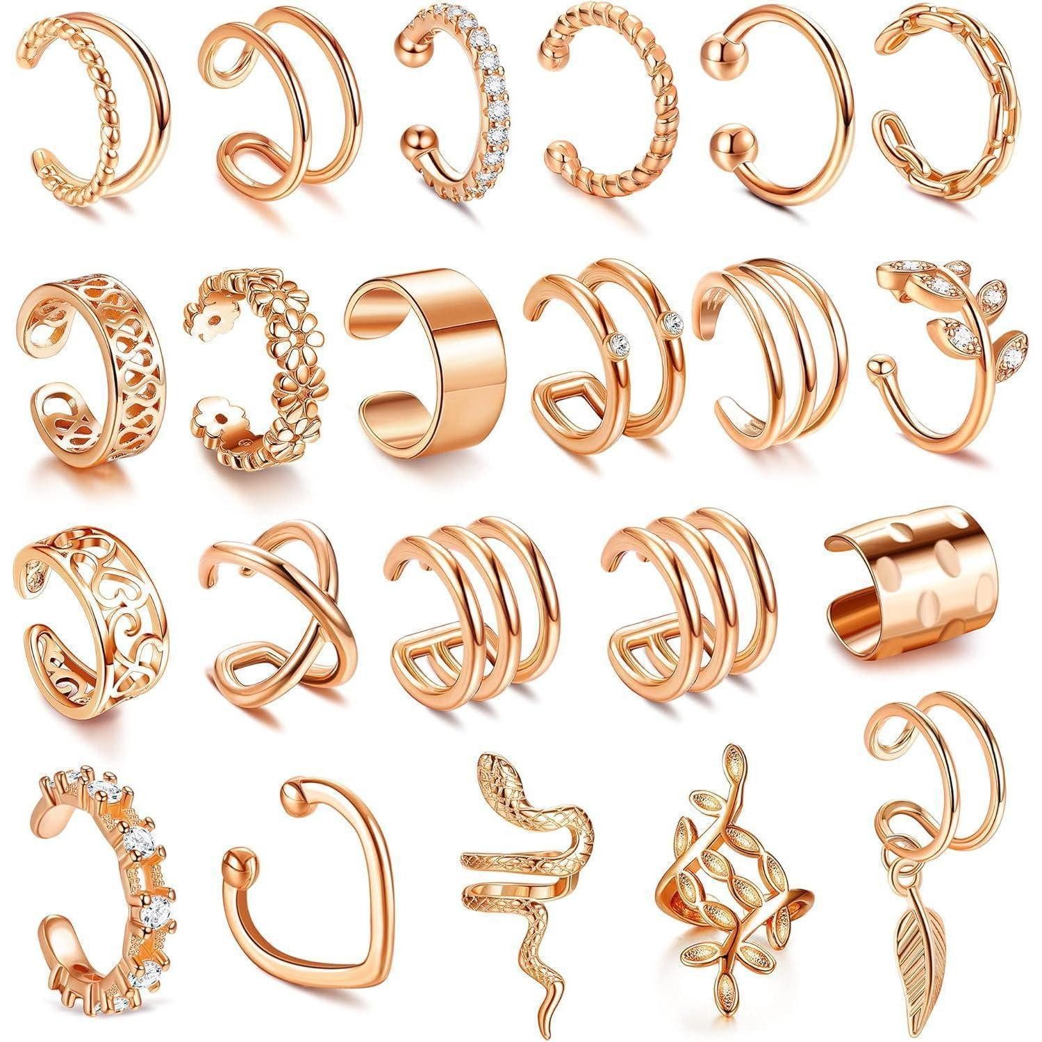 Ohrclip-Set 22Pcs Ear Cuff Set Damen Einstellbar Ohrclips Ohne Ohrlöcher