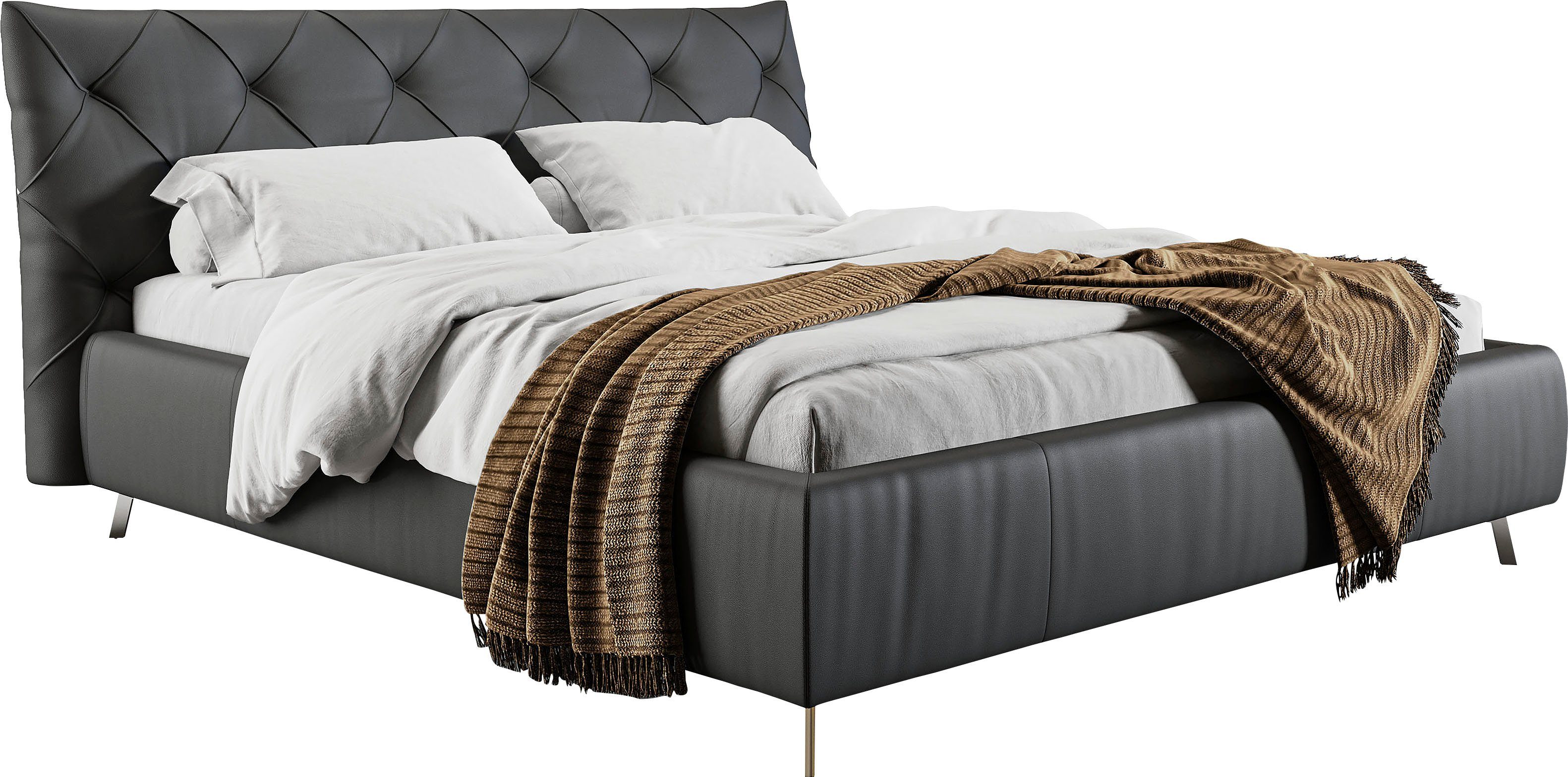 Home affaire Polsterbett Elloree in 4 Breiten bis 200cm, auch in Leder, Kopfteilhöhe 105cm, belastbar bis 280 kg, auch in Überlänge 220cm