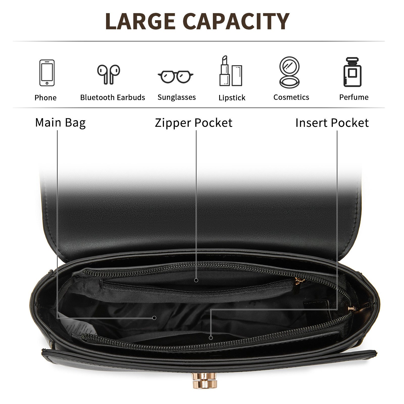 Miss Lulu Handtasche Elegante Damen Handtasche aus Leder mittelgroß