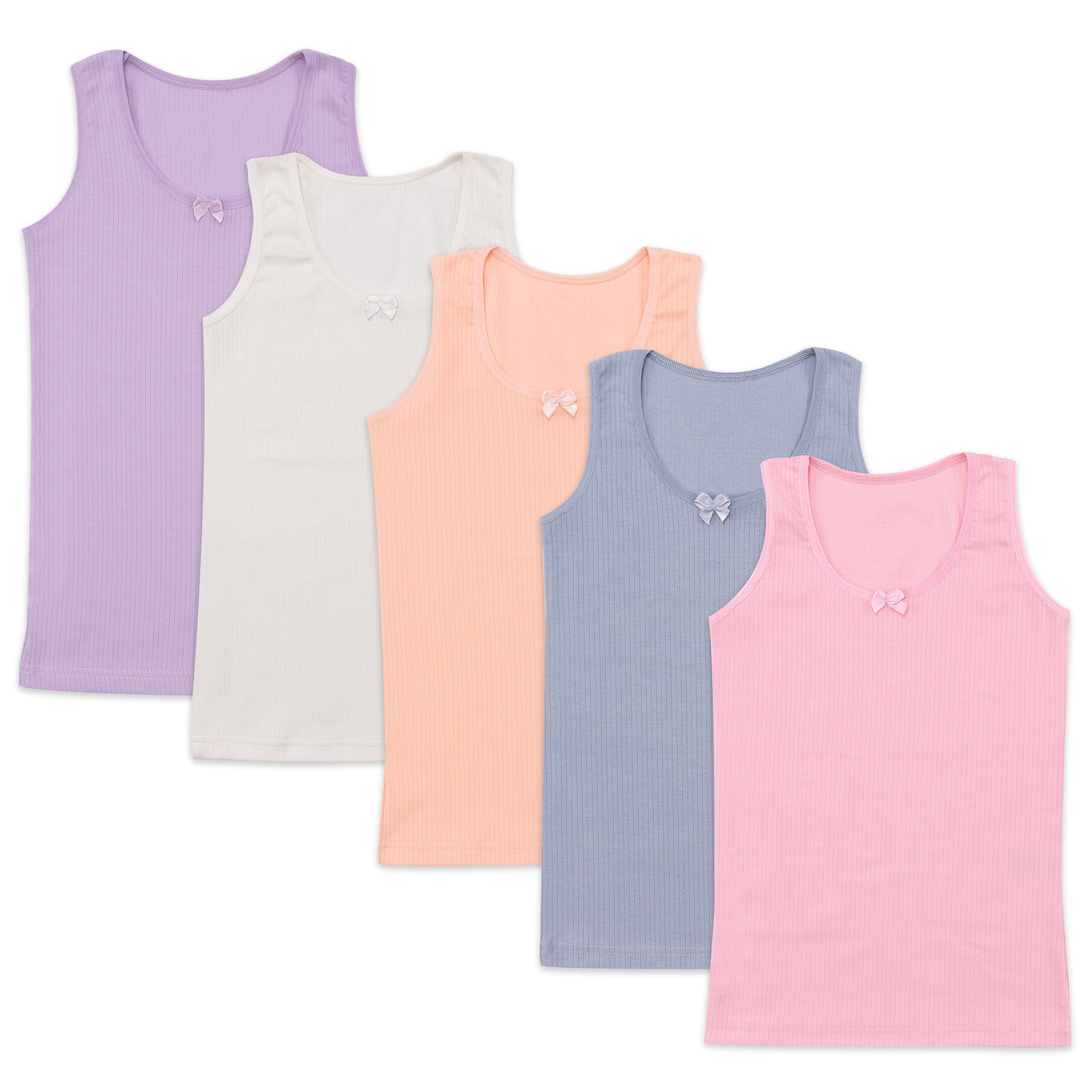 LOREZA Unterhemd 5 Mädchen Unterhemden Tank Baumwolle - Streifen (Set, 5-St., 5er-Pack)