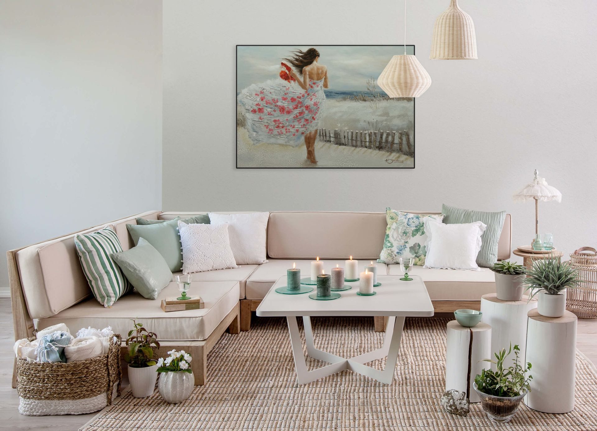 KUNSTLOFT Gemälde Umhüllender Wind 100x70 cm, Leinwandbild 100% HANDGEMALT Wandbild Wohnzimmer