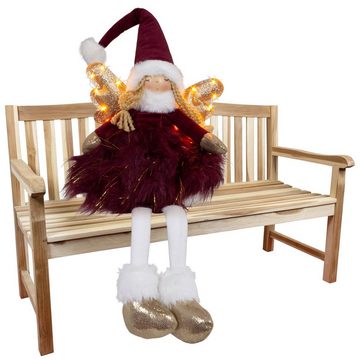 Christmas Paradise Weihnachtsfigur Engel mit LED 28cm (62cm) Kantenhocker (Deko Figur, 1 St), Weihnachten, Rot