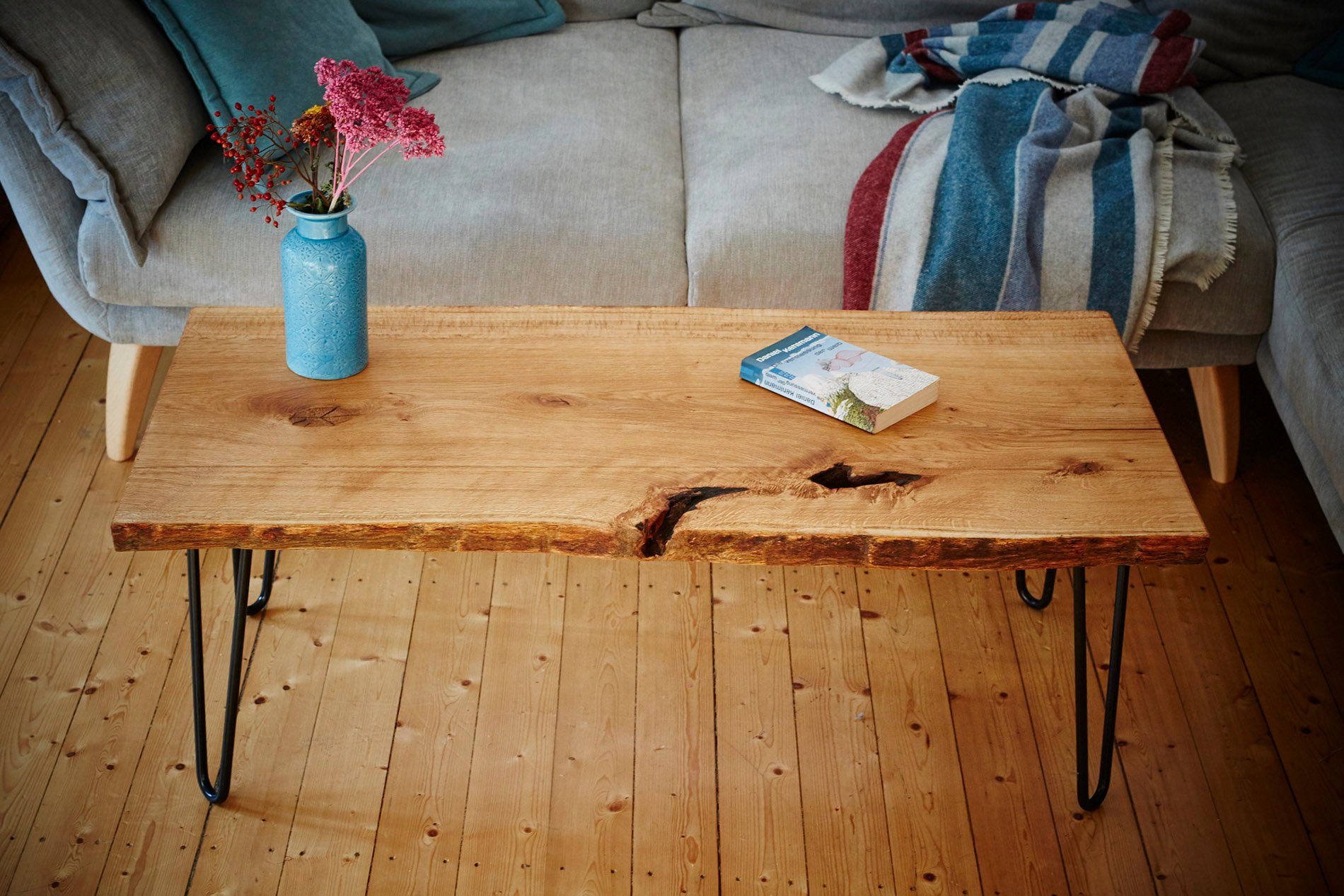 Living Oak Couchtisch Baumkanten Couchtisch Massivholz Eiche (Europäische Eiche, in Deutschland gefertigt), Massivholz Eiche Baumkante