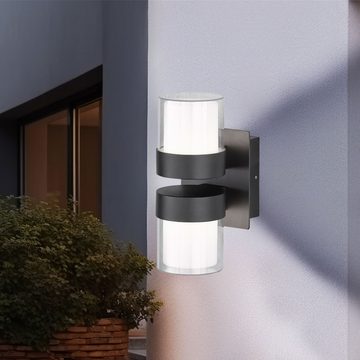 etc-shop Außen-Wandleuchte, LED-Leuchtmittel fest verbaut, Warmweiß, 2x LED Up Down Wandleuchte Aussen Fassadenleuchte Außen
