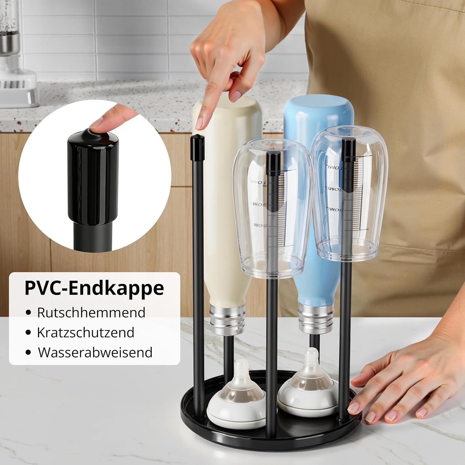 FELIXLEO Bierflaschenhalter Flaschenhalter SodaStream Keramik Abtropfständer 5 Flaschen, (1-St) – Bild 4 von 5