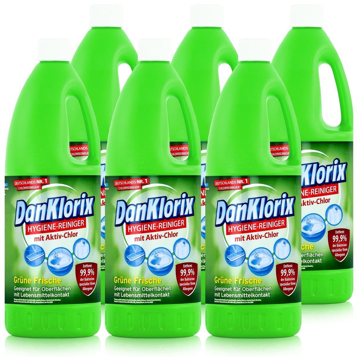 DanKlorix DanKlorix Hygiene-Reiniger Grüne Frische 1,5L - Mit Aktiv-Chlor (6er P Allzweckreiniger