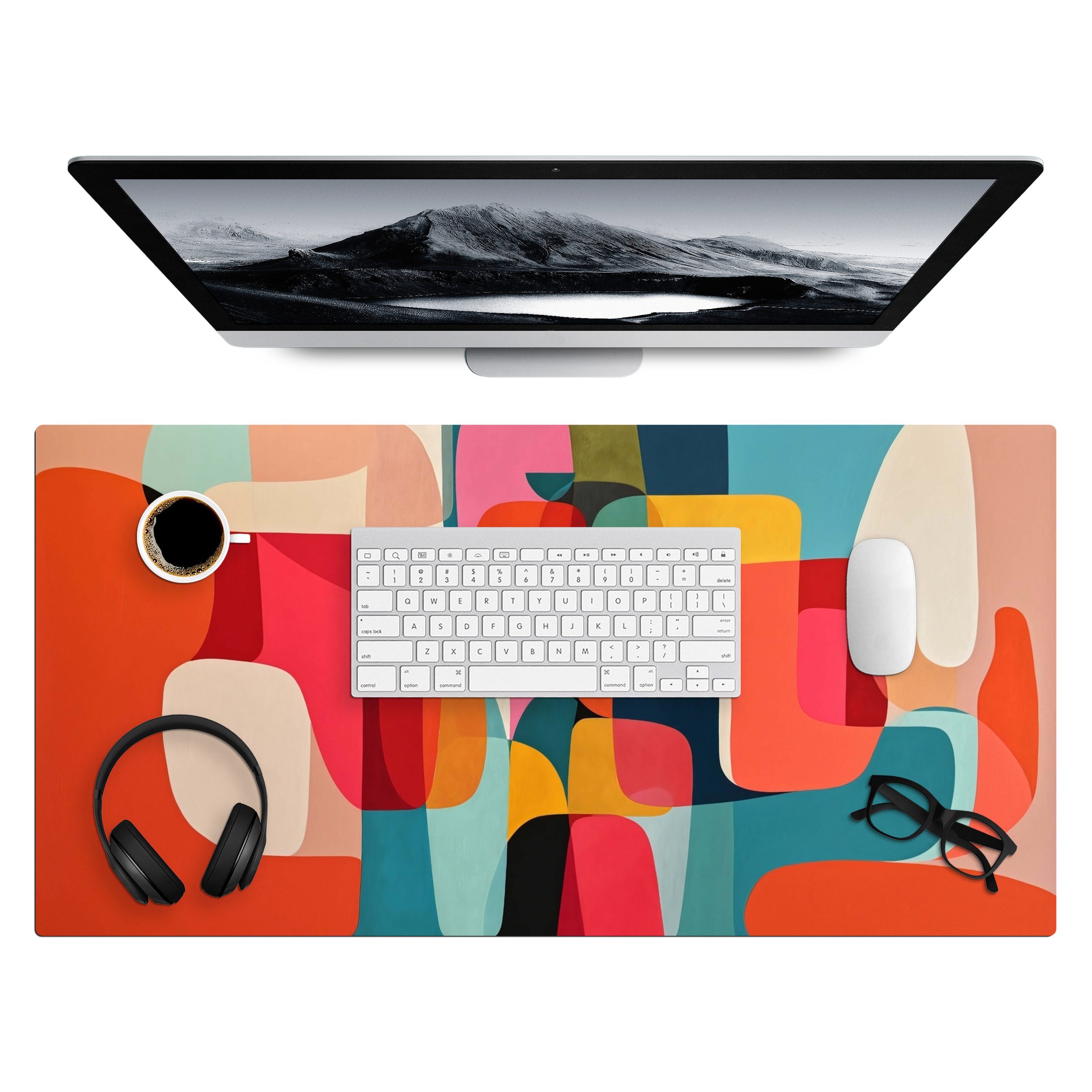 MuchoWow Gaming Mauspad Formen - Bunt - Abstrakt - Flugzeuge (1-St), Gaming Mauspad XXL, Schreibtischunterlage, Desk Mat Groß, 80x40 cm