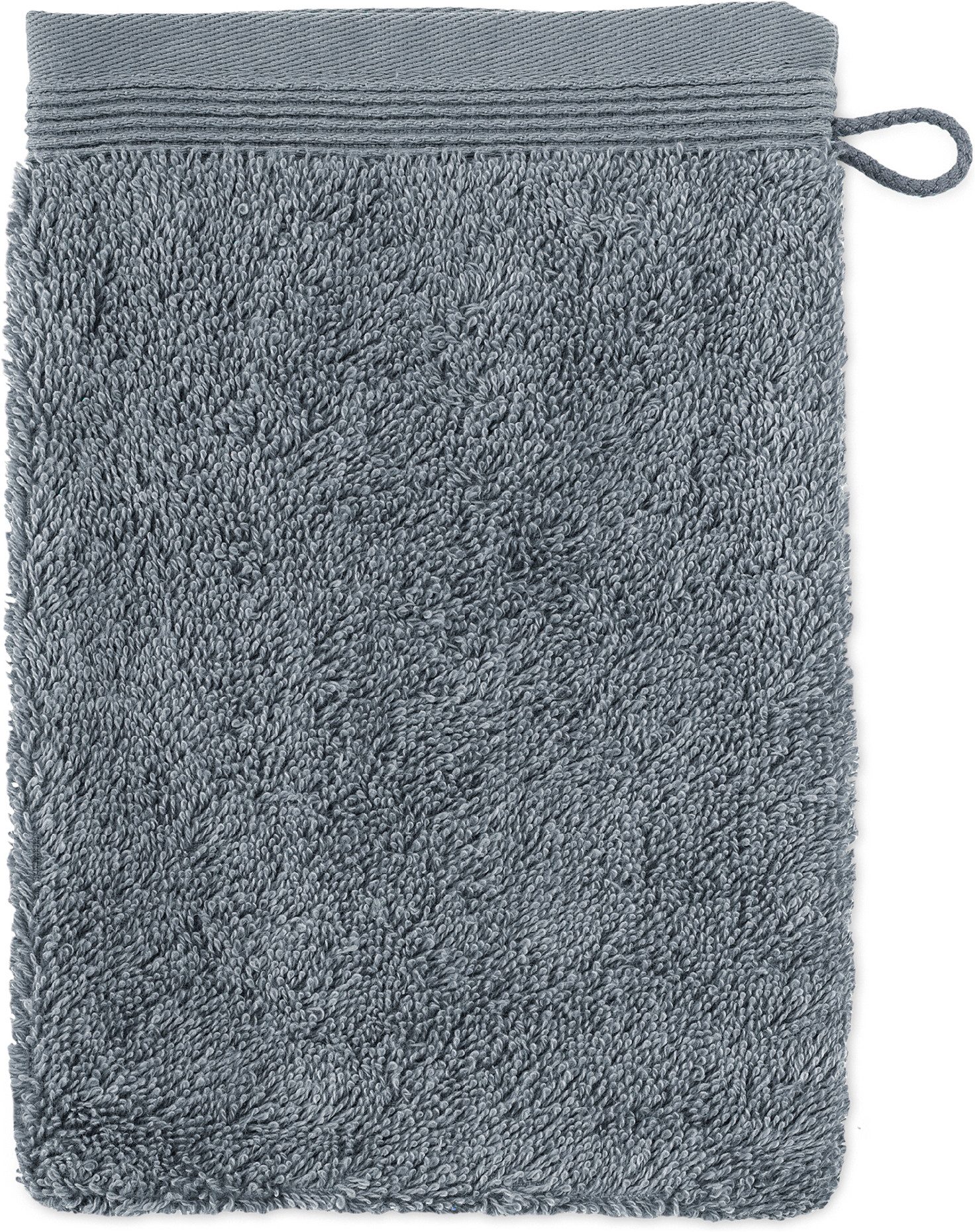 Möve Waschhandschuh Superwuschel 100% Premium Cotton Baumwolle, Walkfrottier (1-St), mit Biesenbordüre und praktischem Kordelaufhänger, einfarbig, weich