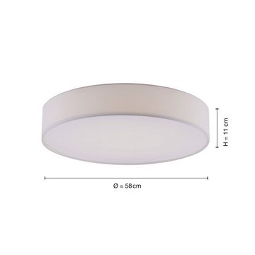 Paul Neuhaus Smarte LED-Leuchte LED Deckenleuchte Q - KIARA Smart Home, Smart Home, CCT-Farbtemperaturwechsel, Dimmfunktion, Memoryfunktion, mit Leuchtmittel, Stoffschirm Textilschirm grau D=58cm, Alexa App