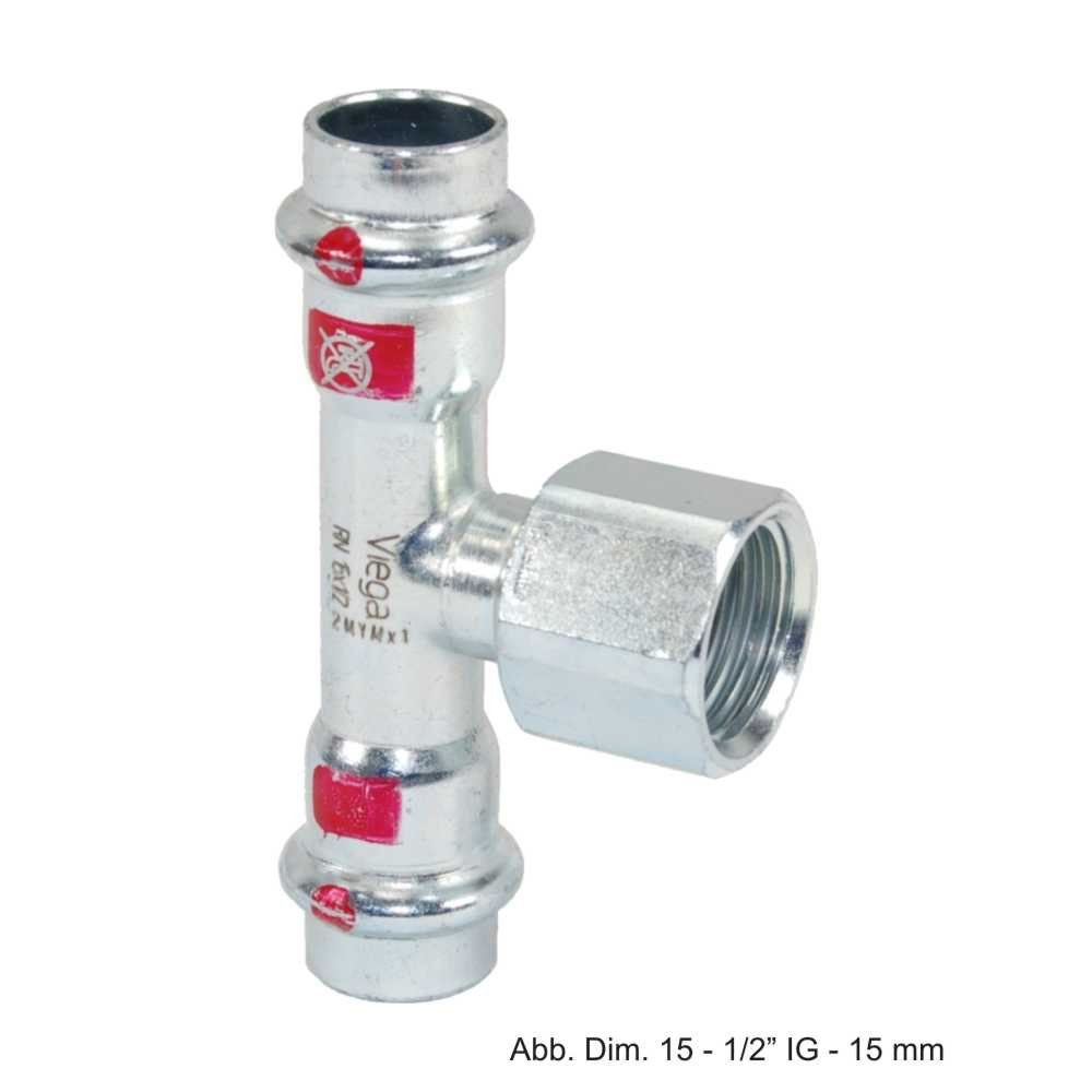 Viega Wasserrohr Viega Prestabo T-Stück, Modell 1117.2 IG, 54 mm x 3/4" x 54 mm