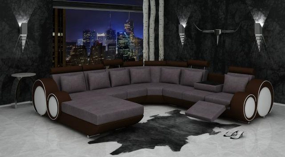 Xlmoebel Wohnlandschaft Stoffsofa in U-Form mit USB-Anschluss und modernem Design, Wohnlandschaft, Hergestellt in Europa