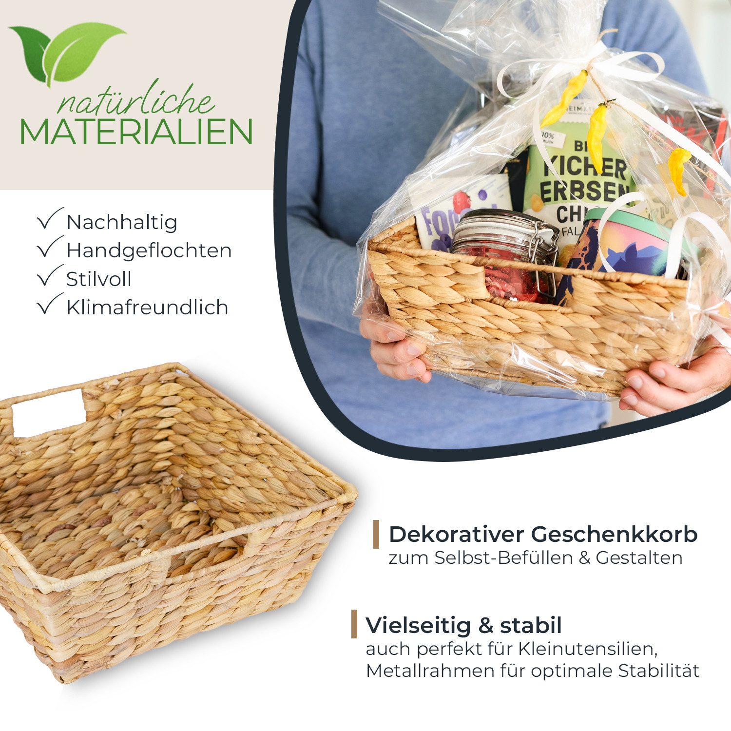 HMF Aufbewahrungskorb nachhaltiger Präsentkorb, Geschenkkorb leer, günstig online kaufen