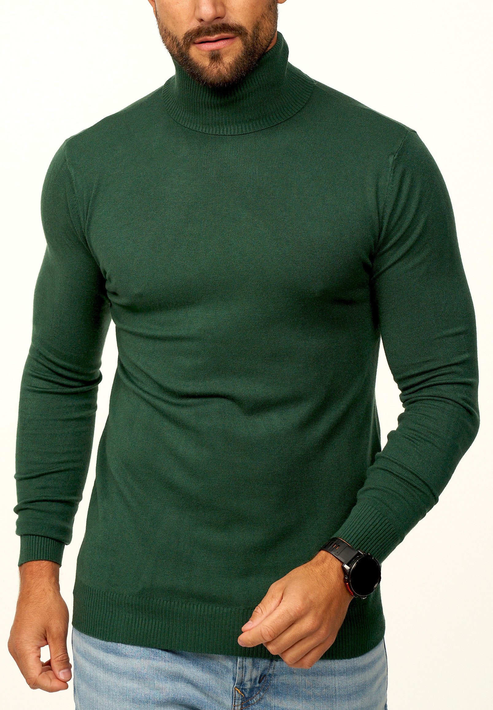 DAILY COTTON Rollkragenpullover als Feinstrick Pulli in Slim Fit für Herren Männer Winterpullover - Casual & Business Look Rolli