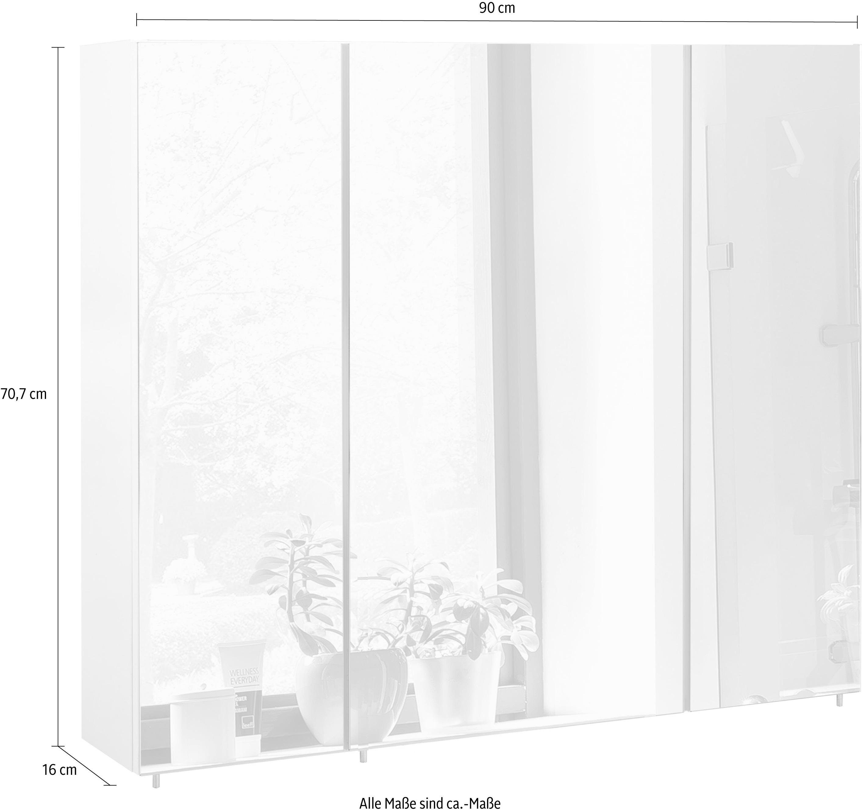 Schildmeyer Spiegelschrank Basic, Spiegelschrank, Made in Germany, B: 90 cm Solide Verarbeitung - Dieses Produkt ist in Deutschland gefertigt