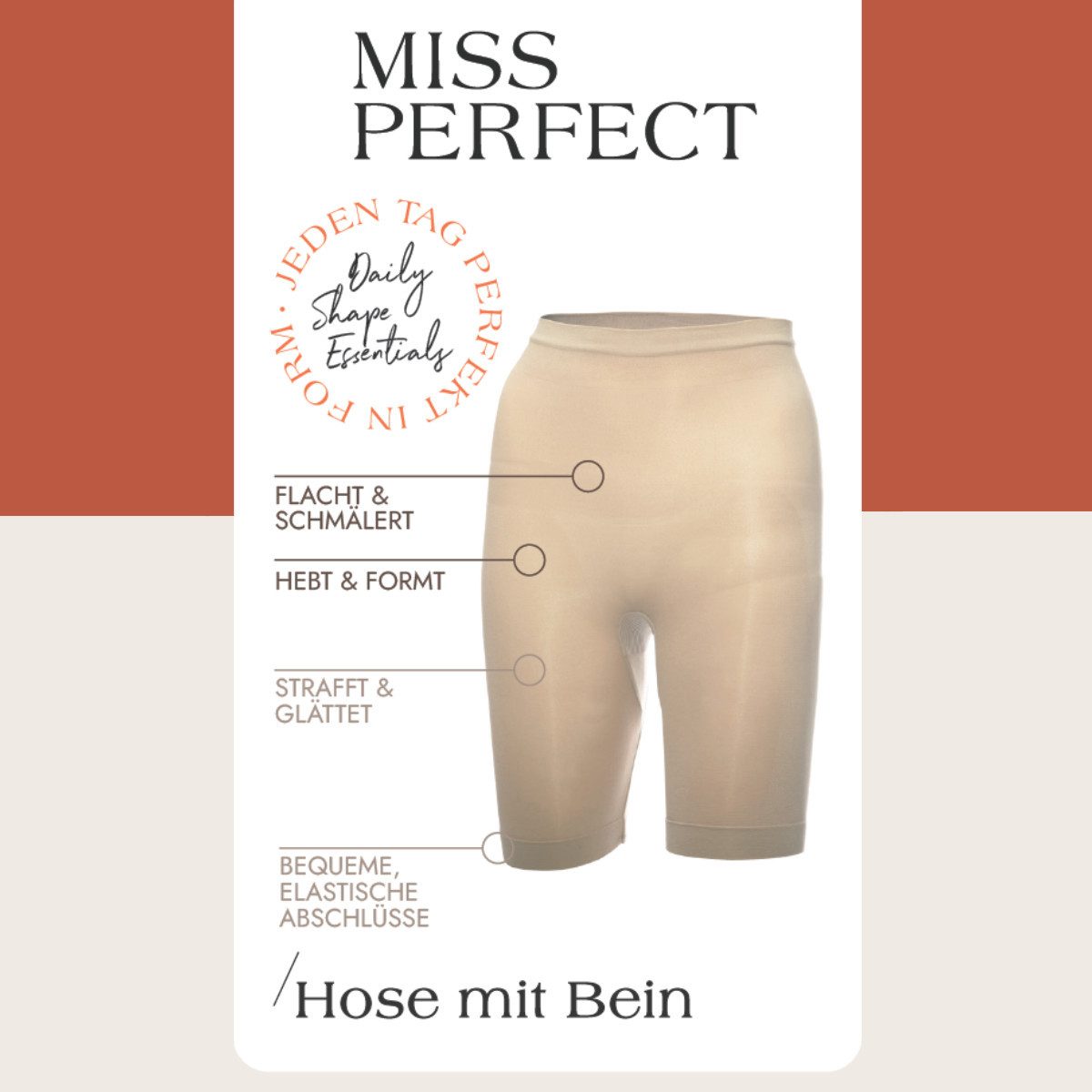 Miss Perfect Miederhose 36820 formgebend und nahtlos mit Bein in Größe XS-2XL (36-46)