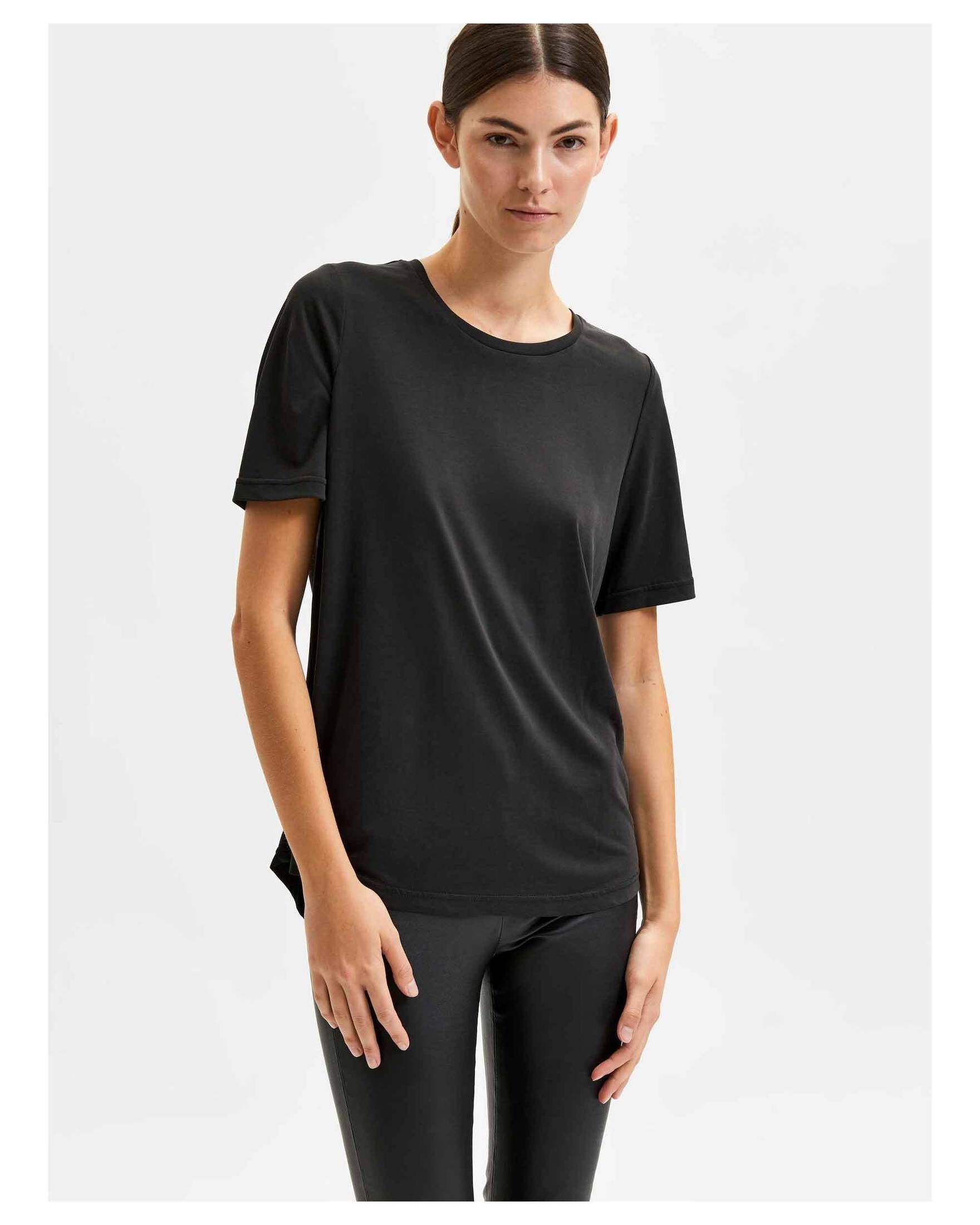 FEMME SELECTED T-Shirt schwarz SS (15) Damen SLFSTELLA (1-tlg) TEE T-Shirt NOOS B