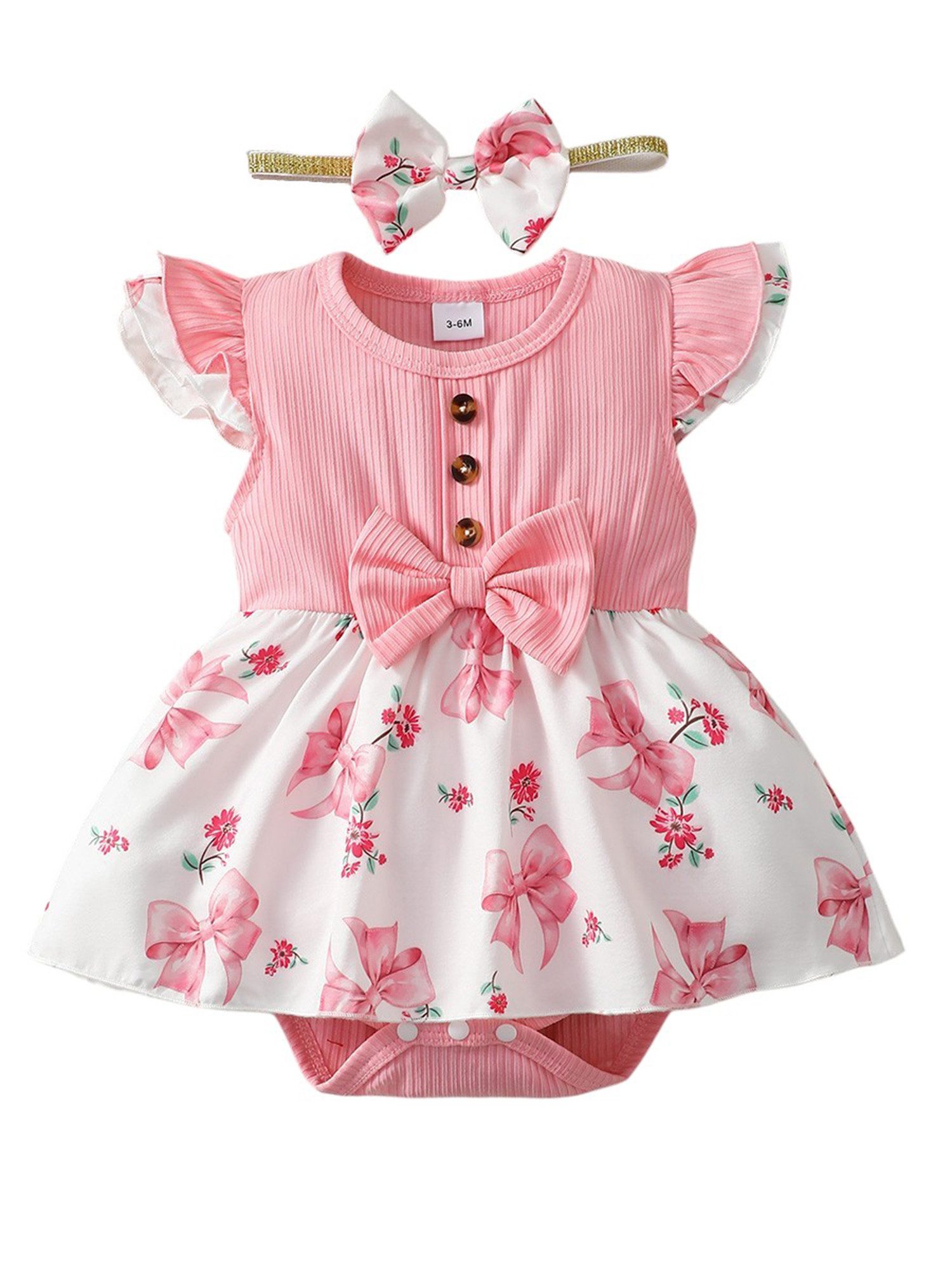 Strampler Baby Mädchen Neugeborenen Casual Set, Bodysuit Outfits mit Blumendruck