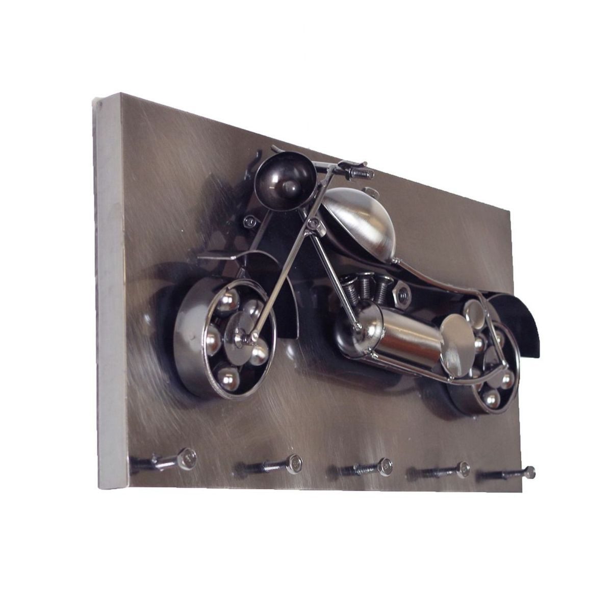 Casablanca Hakenleiste Motorrad Schlüsselbrett 35x20cm anthrazit Metall 5Haken Schlüsselboard, inkl. Montagematerial