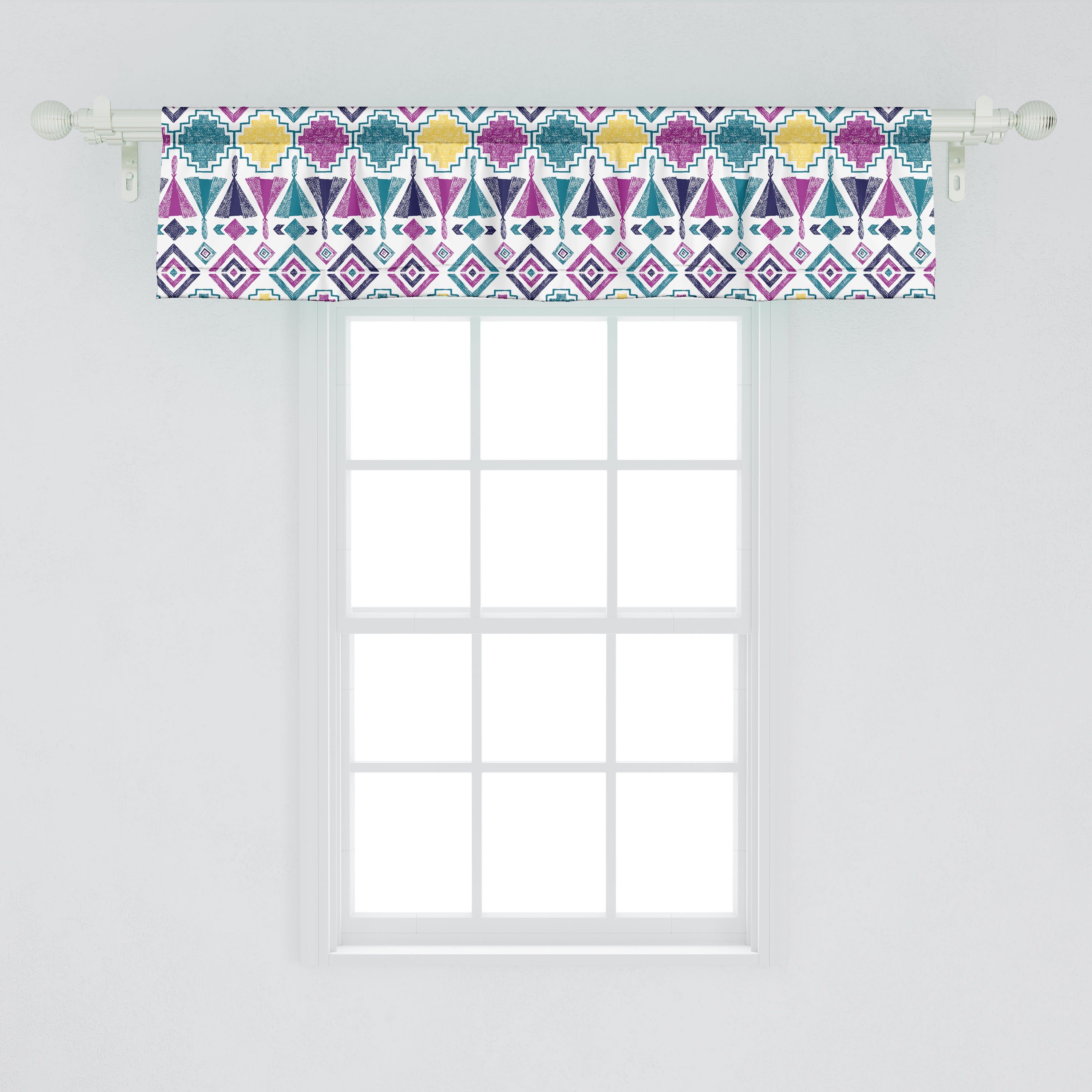 Scheibengardine Vorhang Volant mit Stammes Abakuhaus, Schlafzimmer Küche Dekor Zelte für Microfaser, Stangentasche