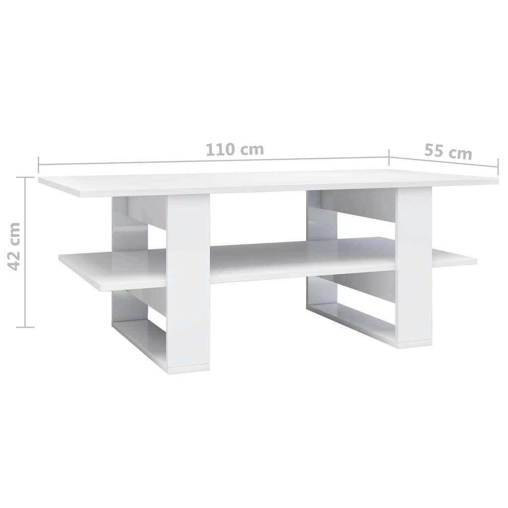 (1-St) Hochglanz-Weiß | vidaXL 110x55x42 Couchtisch Hochglanz-Weiß Hochglanz-Weiß Holzwerkstoff cm Couchtisch