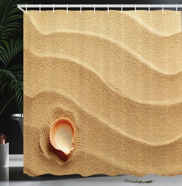 Abakuhaus Duschvorhang Moderner Digitaldruck mit 12 Haken auf Stoff Wasser Resistent Breite 175 cm, Höhe 180 cm, Tier Muscheln Yellow Sand