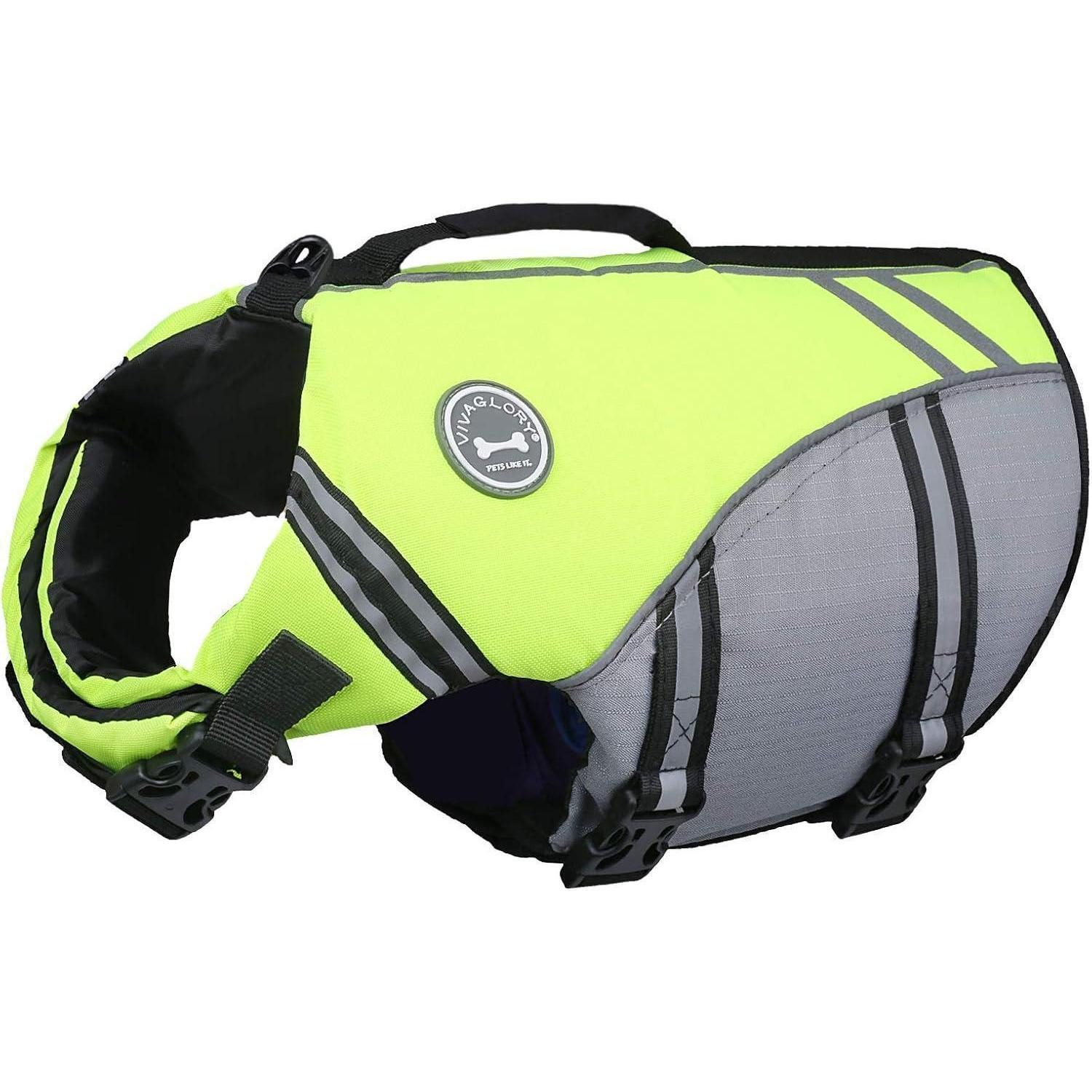 Schwimmweste Sportstil Schwimmweste für Hunde mit Auftrieb, Einstellbar - Neon-Gelb
