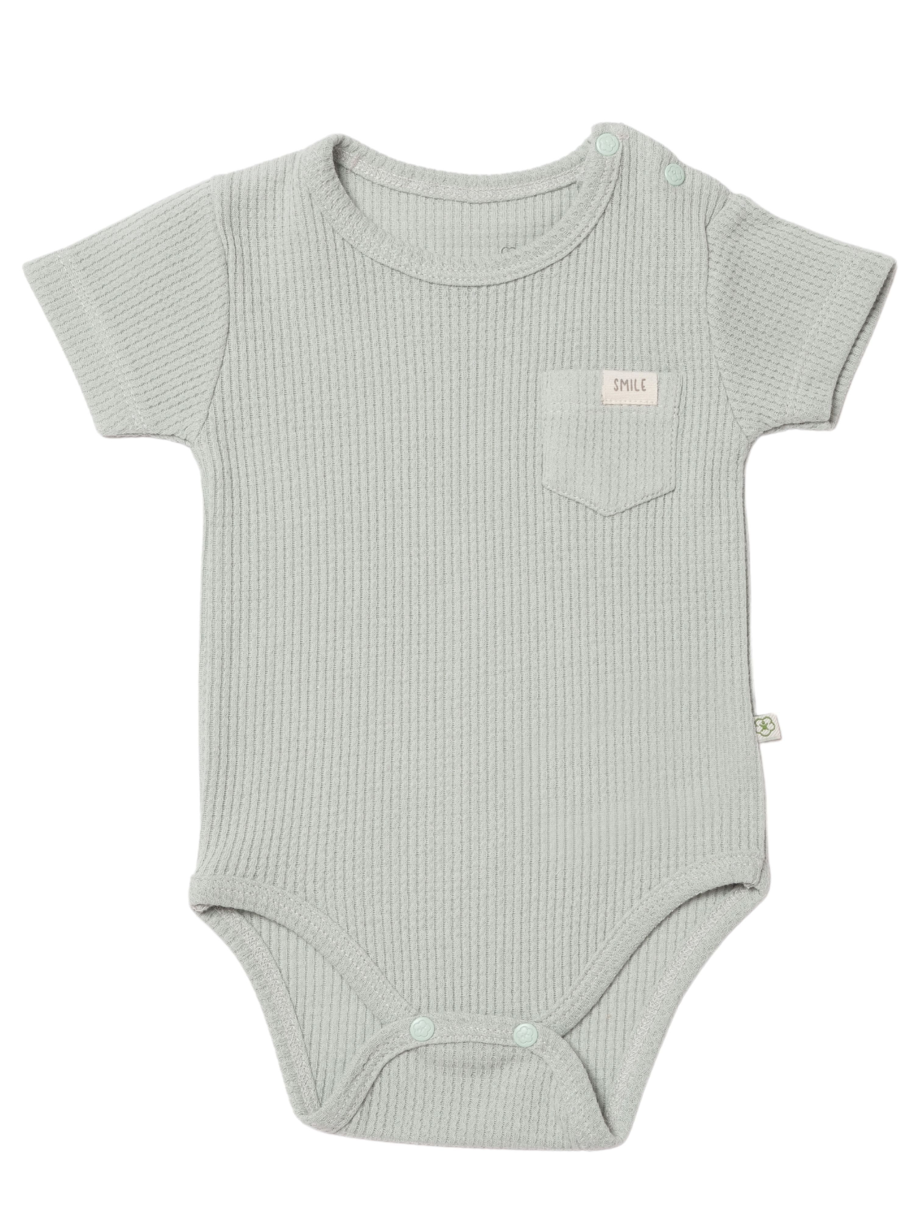 biorganic Kurzarmbody Waffle Smile für Jungen und Mädchen, Unisex, Baby Body (1-tlg) Waffelmuster, Bio-Baumwolle, Größe 56 - 86