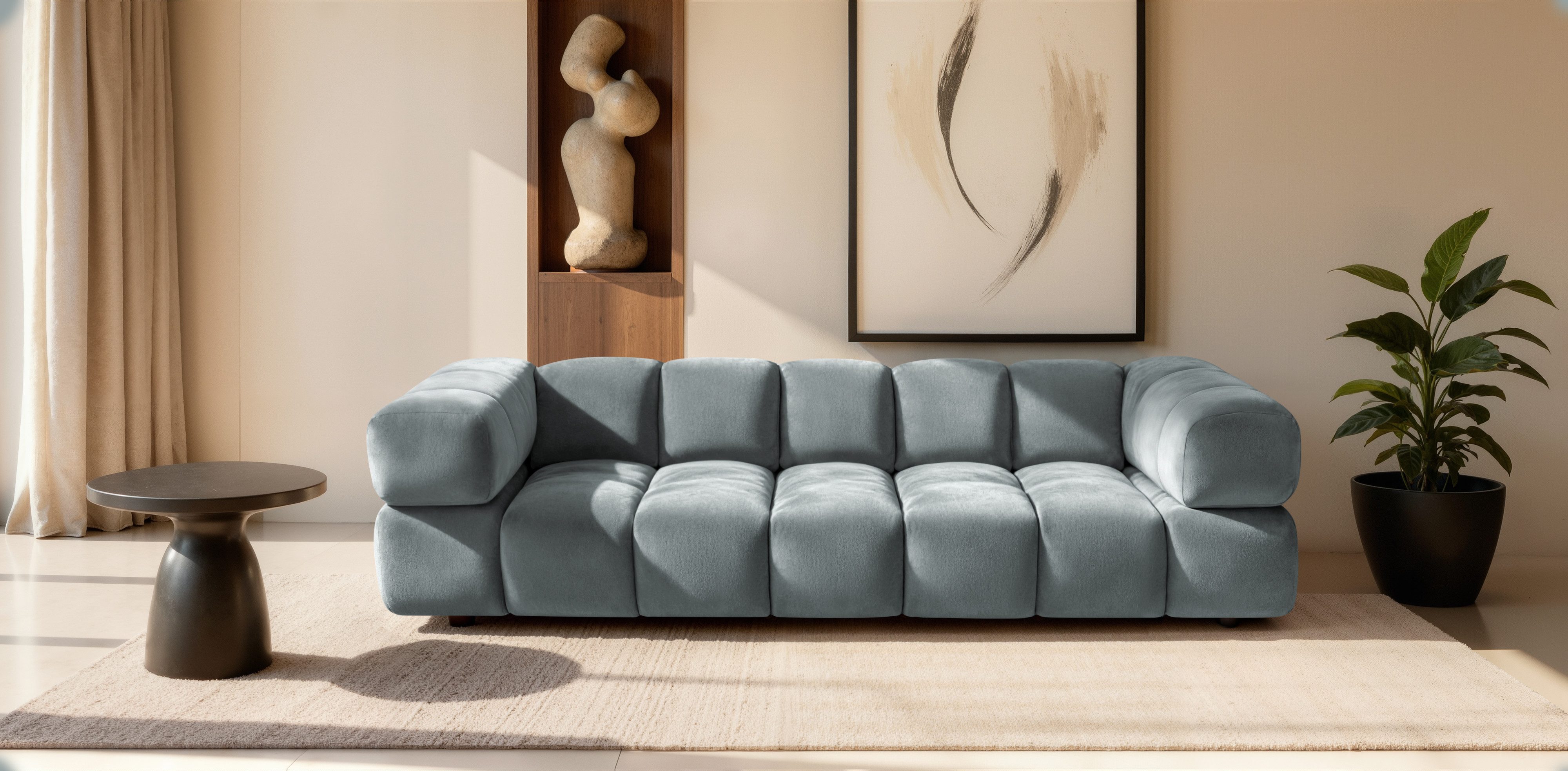 Kaiser Möbel Sofa 4-Sitzer für Wohnzimmer, Samtstoff Bluvel, Averro, 4-Sitzer, Edler Samt-Look mit leichtem Glanz, 4-Sitzer-Sofa für große Wohnräume