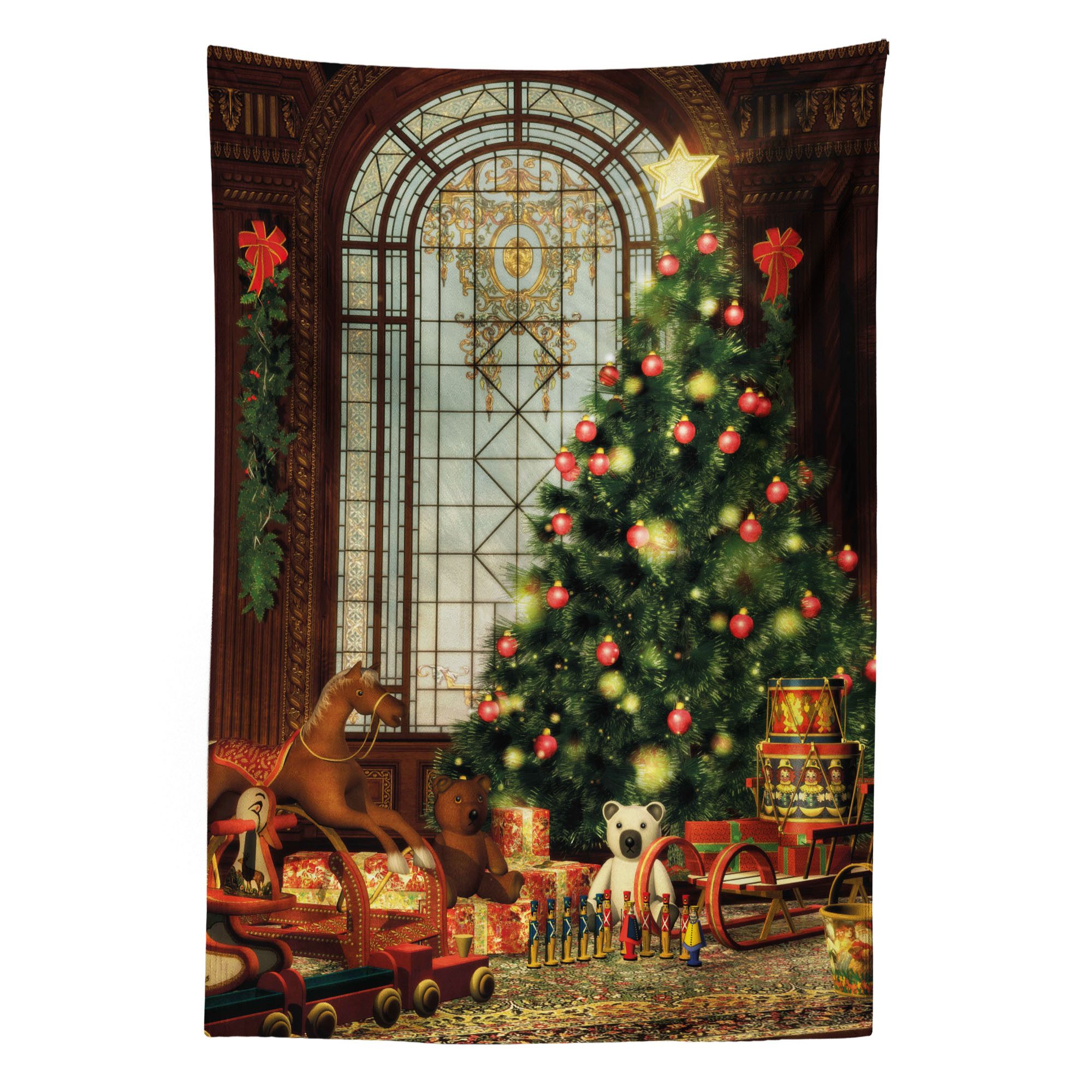 Abakuhaus Wandteppich aus Weiches Mikrofaser Stoff Für das Wohn und Schlafzimmer, rechteckig, Weihnachten Weihnachtsbaum