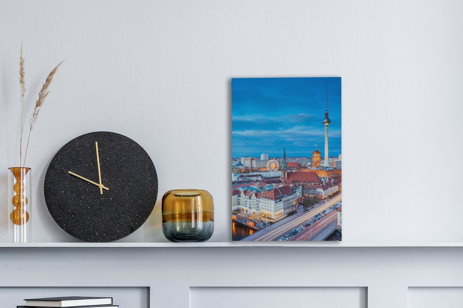 bespannt cm Berlin Gemälde, Skyline inkl. Deutschland, 20x30 (1 Leinwandbild Leinwandbild St), - fertig Zackenaufhänger, OneMillionCanvasses® -