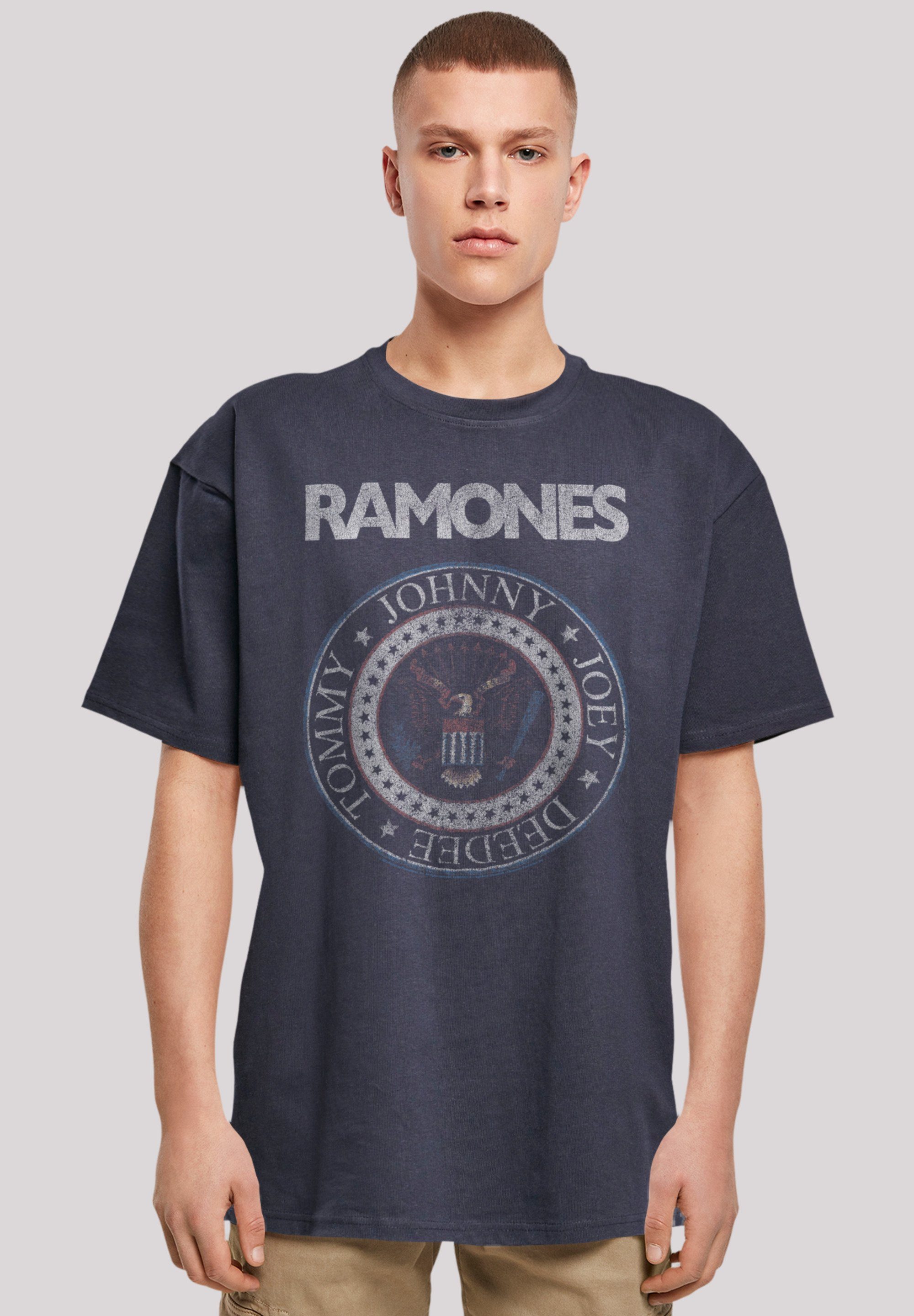 Musik navy F4NT4STIC Qualität, Ramones And White Red Rock Seal Premium Rock-Musik Band T-Shirt Band,