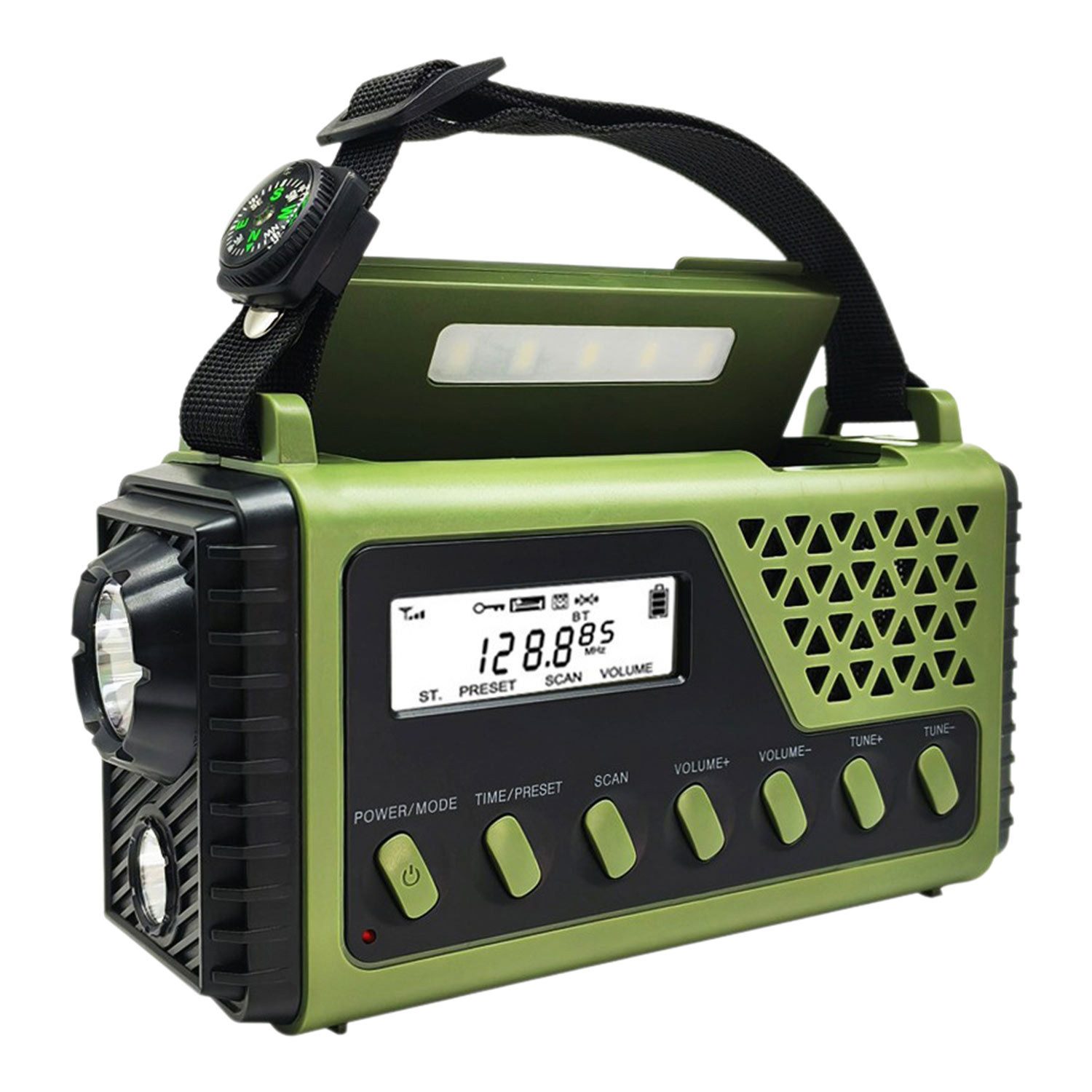 Refttenw Tragbare Notfallradio 8000 mAh,Notfallradio mit Kurbel,AM/FM/SW Radio Notfallradio (mit Bluetooth-Lautsprecher,Leselampe,einen Kompass,SOS-Alarmfunktion)