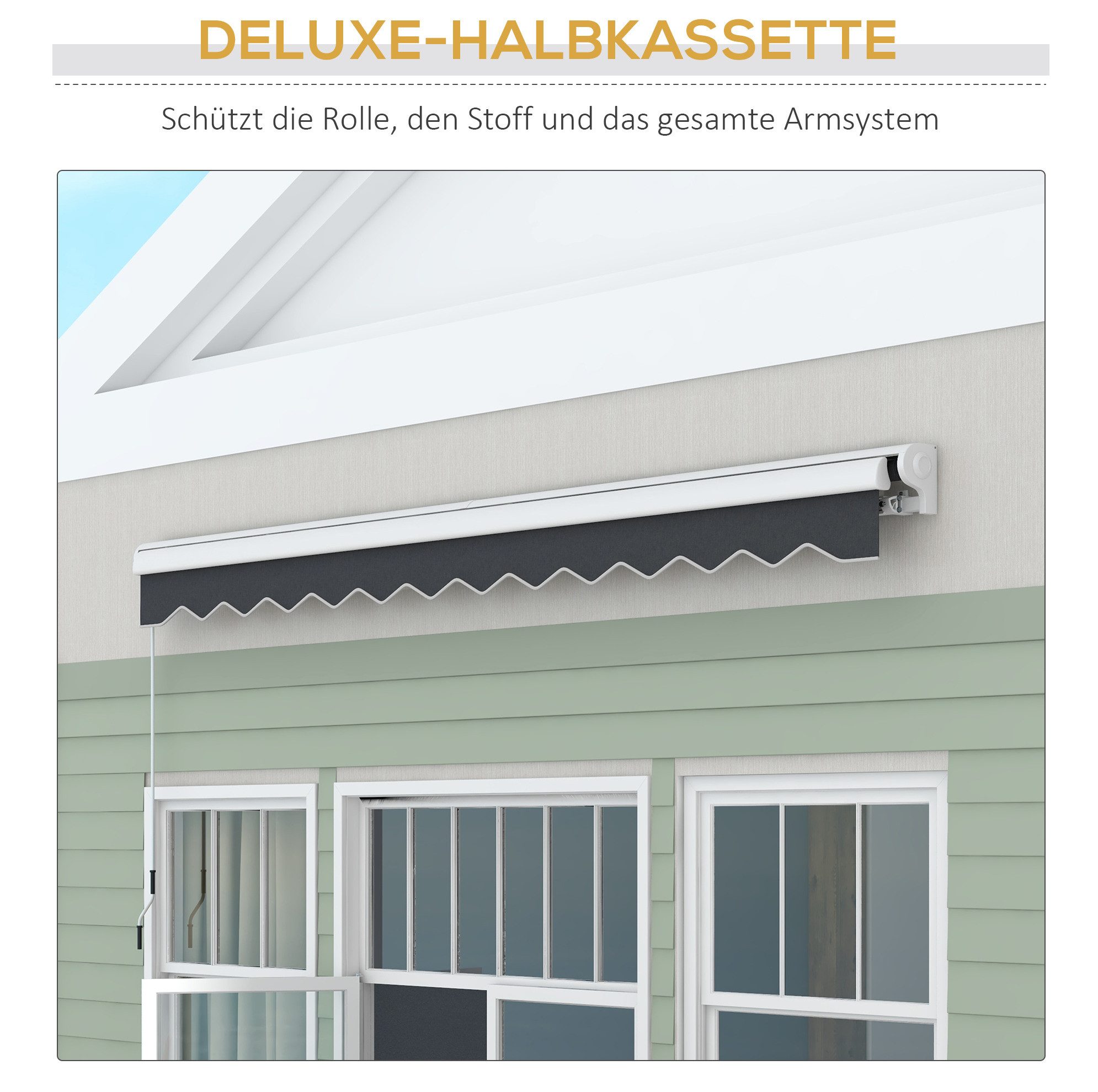 REDOM Gelenkarmmarkise Elektrische Markise 395x300 cm Balkonmarkise Wandmontage Sonnenschutz (Packung, 1-St., Stabiles Alu Gestell für angenehmen Schatten im Outdoor Bereich) Bedienung per Fernsteuerung oder Kurbel für Balkon und Garten Nutzung
