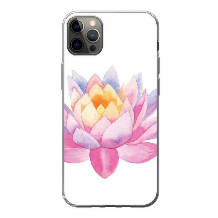 MuchoWow Handyhülle Aquarell - Blume - Seerose Handyhülle Apple iPhone 12 Pro Max Smartphone-Bumper Print Handy