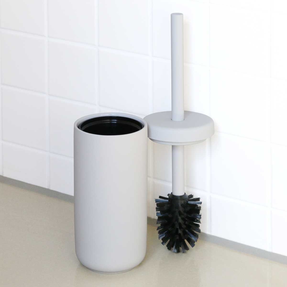 (Set) mit Denmark Keramik WC-Reinigungsbürste WC, UME Grey, Soft-Touch, Toilettenbürste Zone Soft ZONE