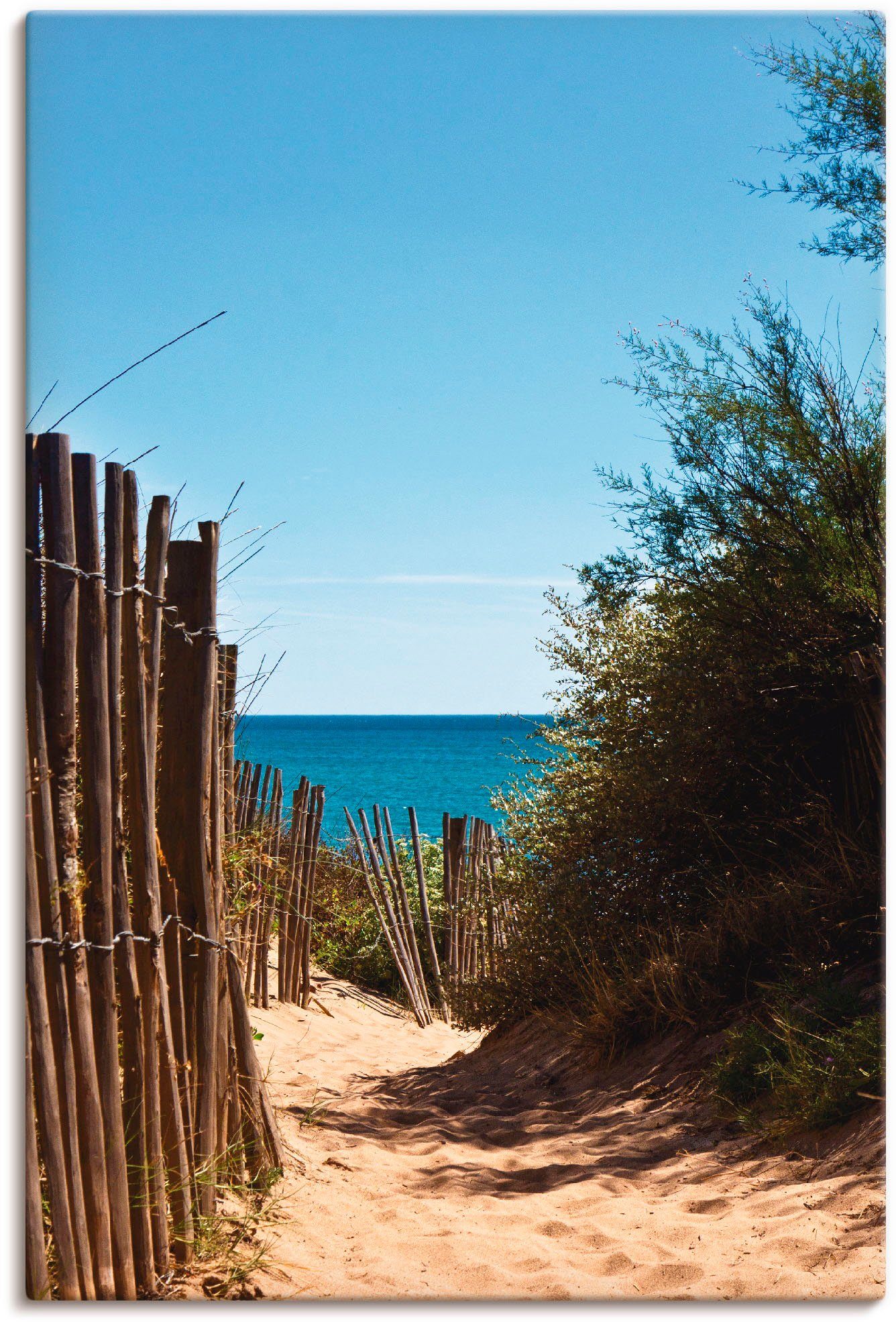 Poster Strand Wandaufkleber als versch. Artland Strandzugang Alubild, Serignan oder (1 Plage, zum Wandbild Größen St), Leinwandbild, in
