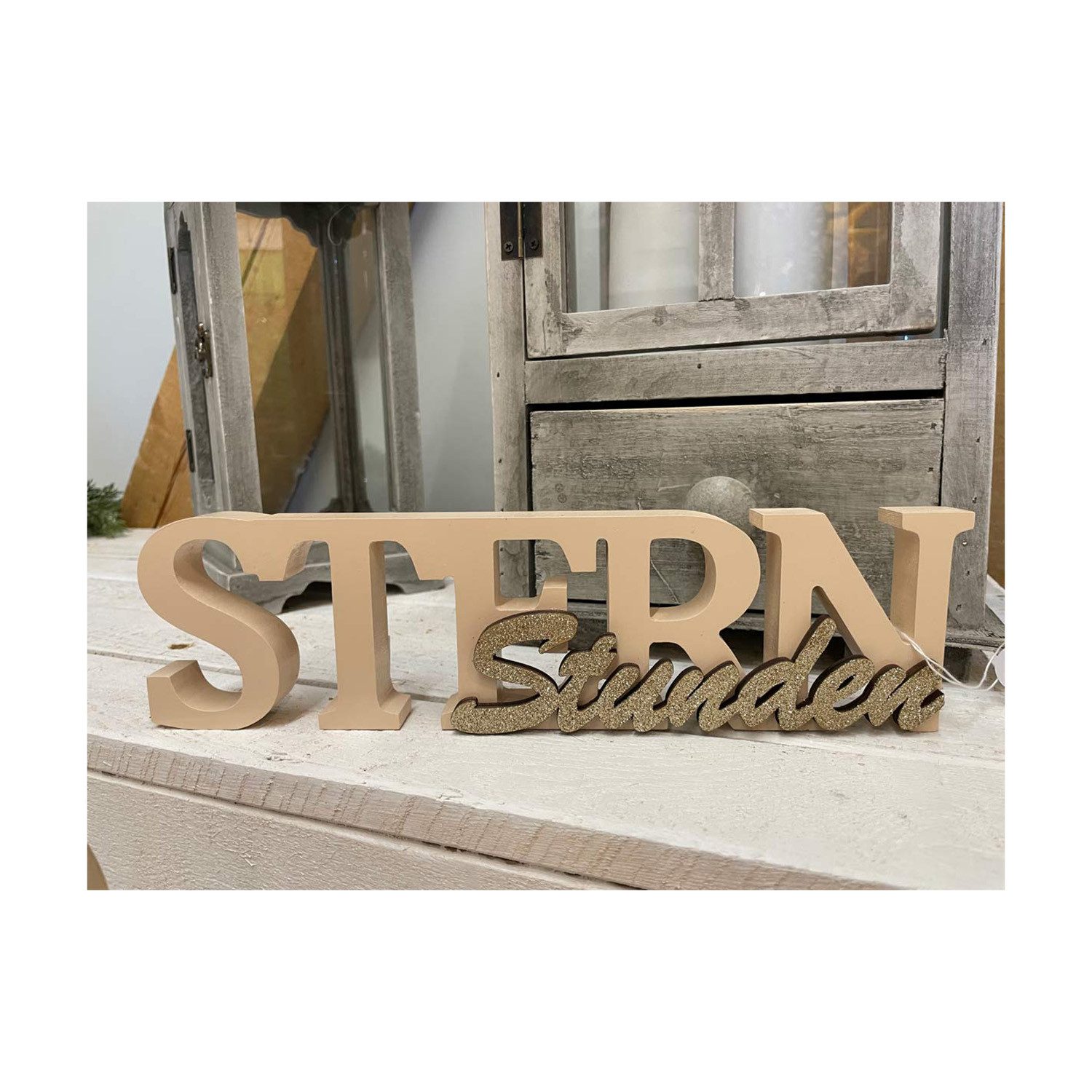 Deko-Schriftzug Dekoschriftzug 'Sternstunden' aus Holz 29,0 x 8,0