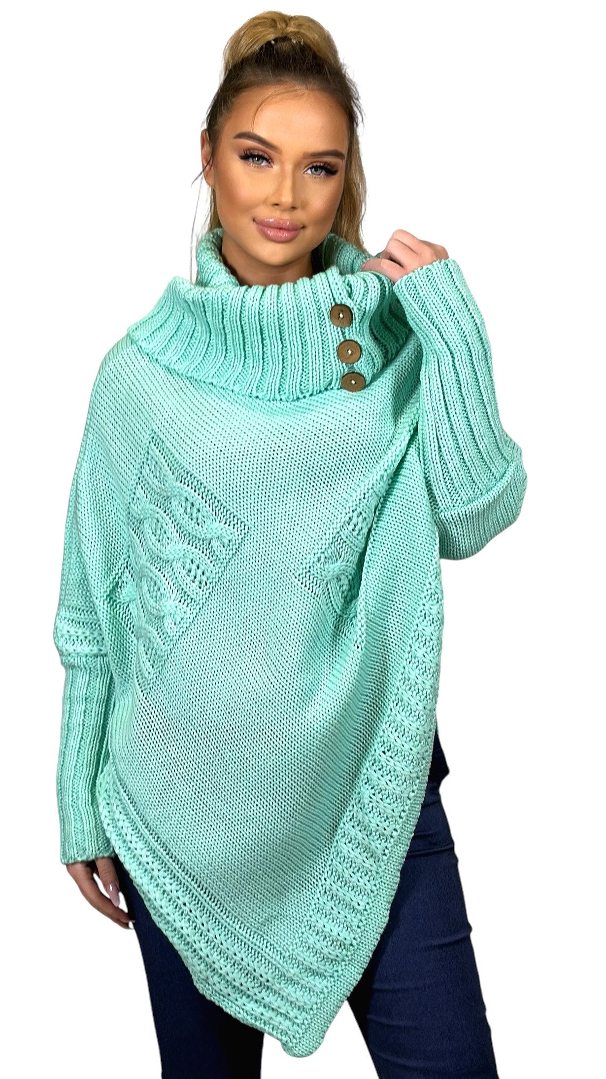 Mississhop Strickponcho Poncho Strick Sweatshirt Pullover günstig online kaufen