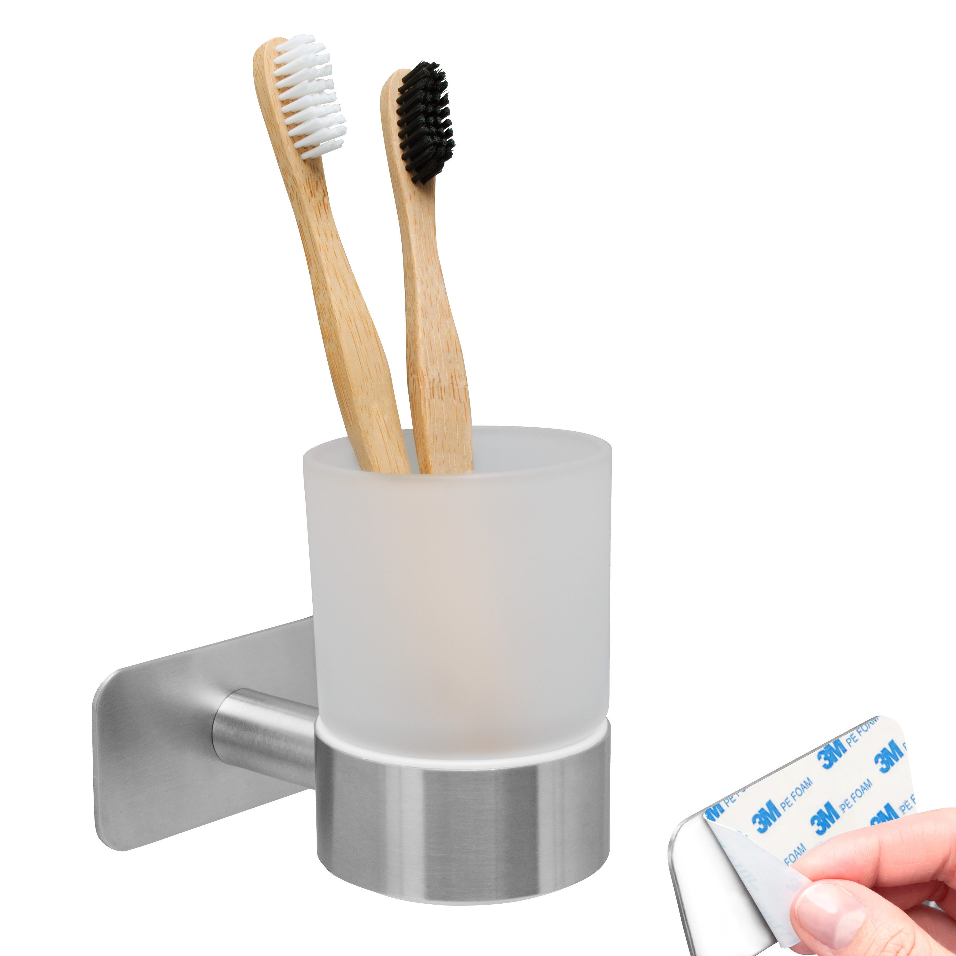 bremermann Zahnputzbecher Bad-Serie PIAZZA TAPE - mit Klebepad, aus Glas un günstig online kaufen