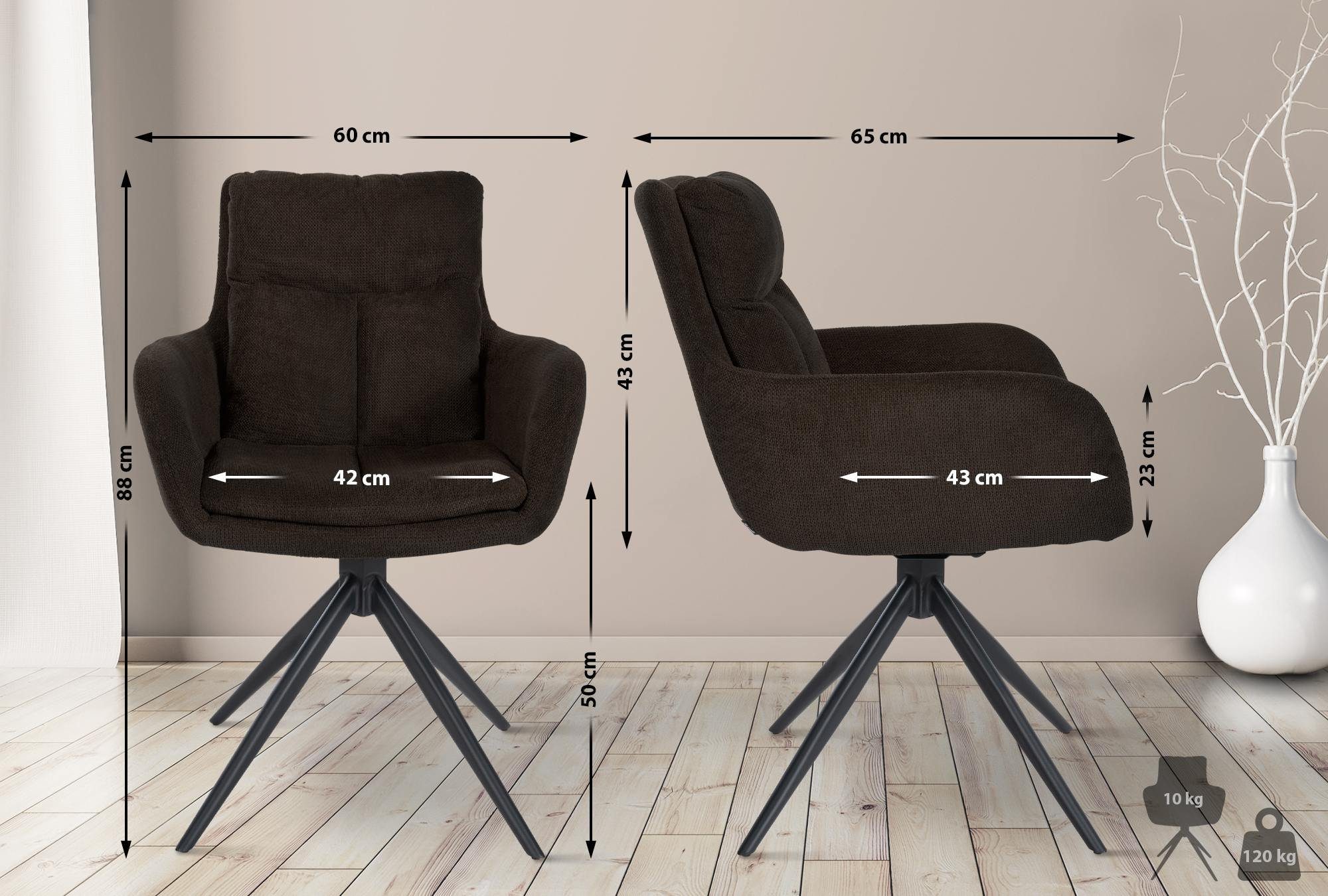 CLP Esszimmerstuhl Vilas, schwenkbarer Polster-Stuhl Mit Stoffbezug günstig online kaufen