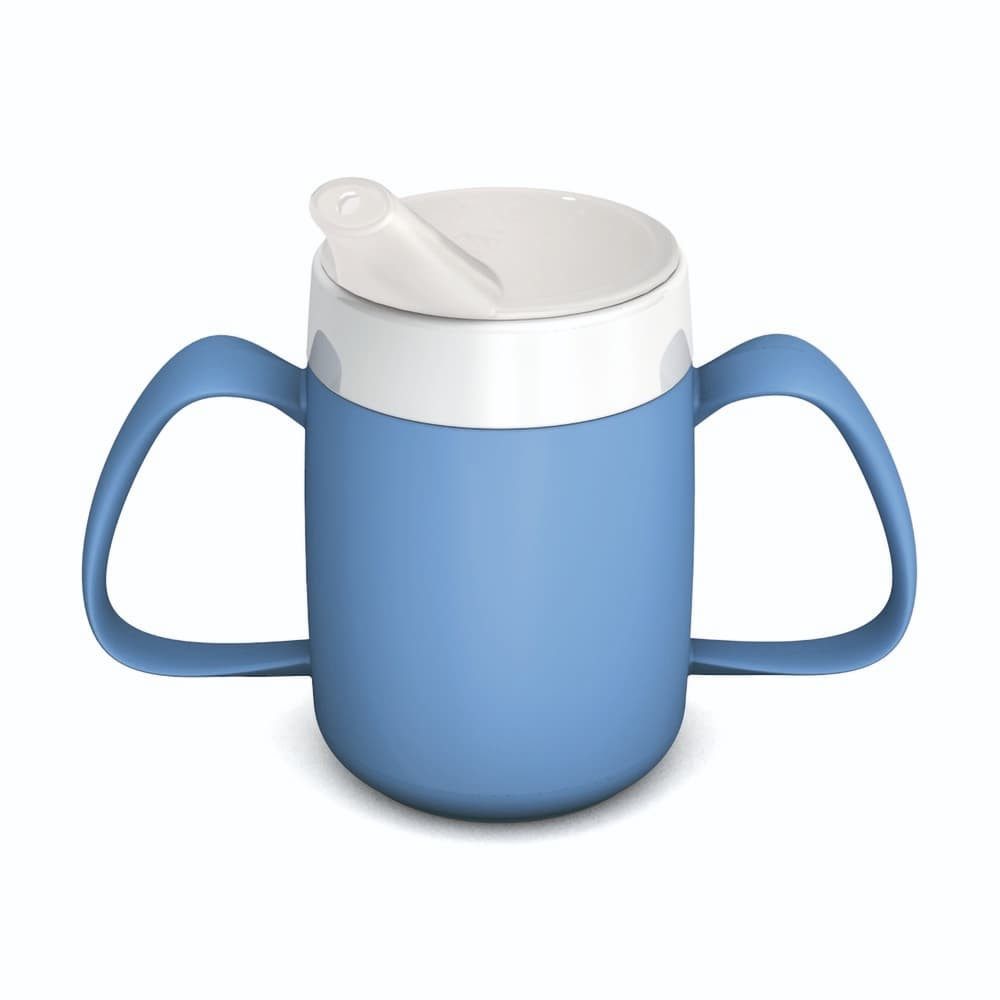 Ornamin Schnabelbecher 2-Henkel-Becher mit Trink-Trick und Schnabelaufsatz/ Trinkaufsatz, 2-tlg., Kunststoff, Trinkhilfe l Alltagshilfe l Schnabeltasse l Made in Germany