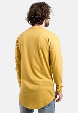 Blackskies T-Shirt Side Zip Long Sleeve Longline T-Shirt Mustard X-Large