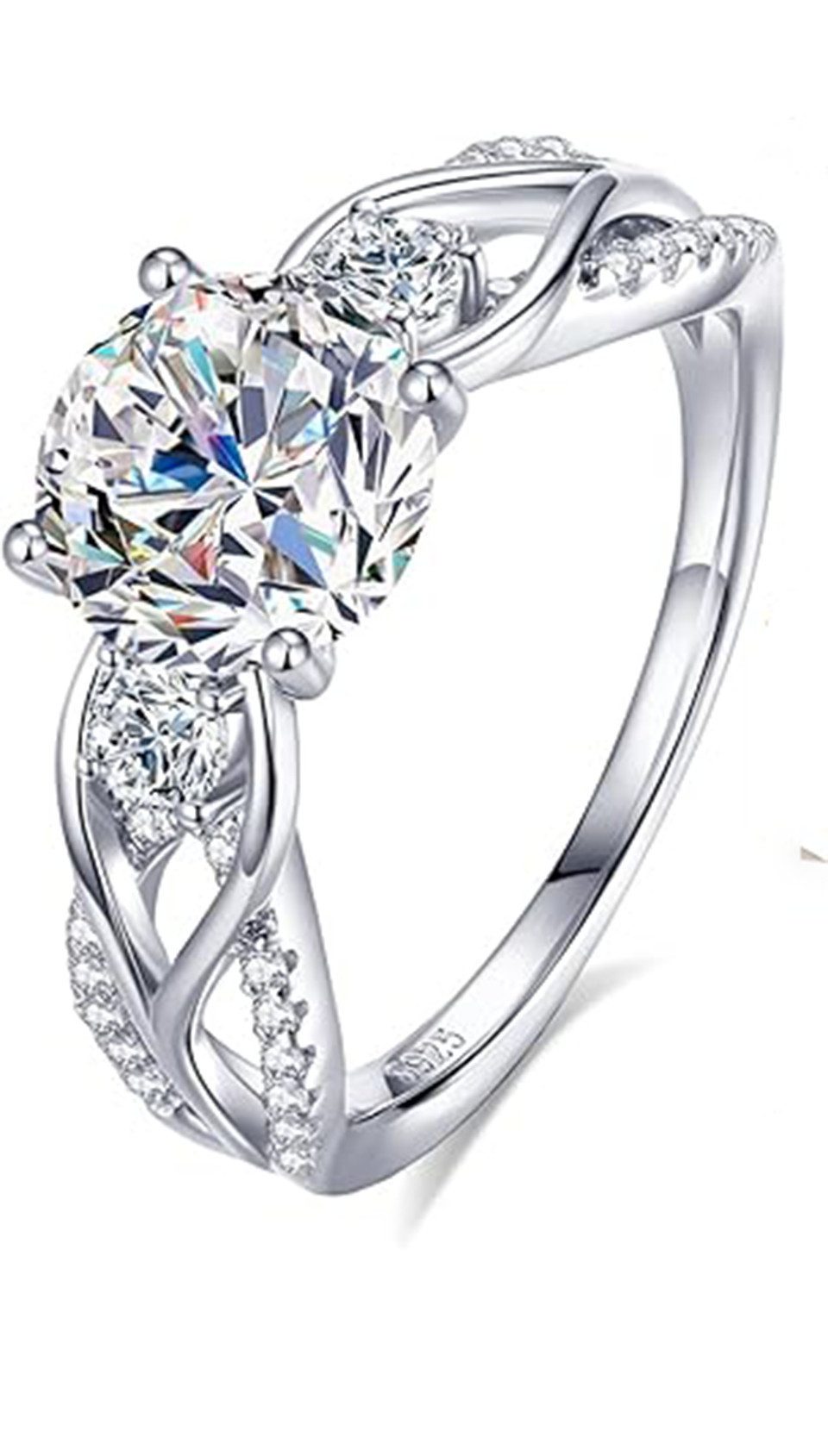 Jumpeak Diamantring Dreistein-Diamantring,Damen-Diamantring,1 ct/2 ct,D,VS1, 585 Gold,Ehering,Jahrestagsgeschenk,Geburtstagsgeschenk