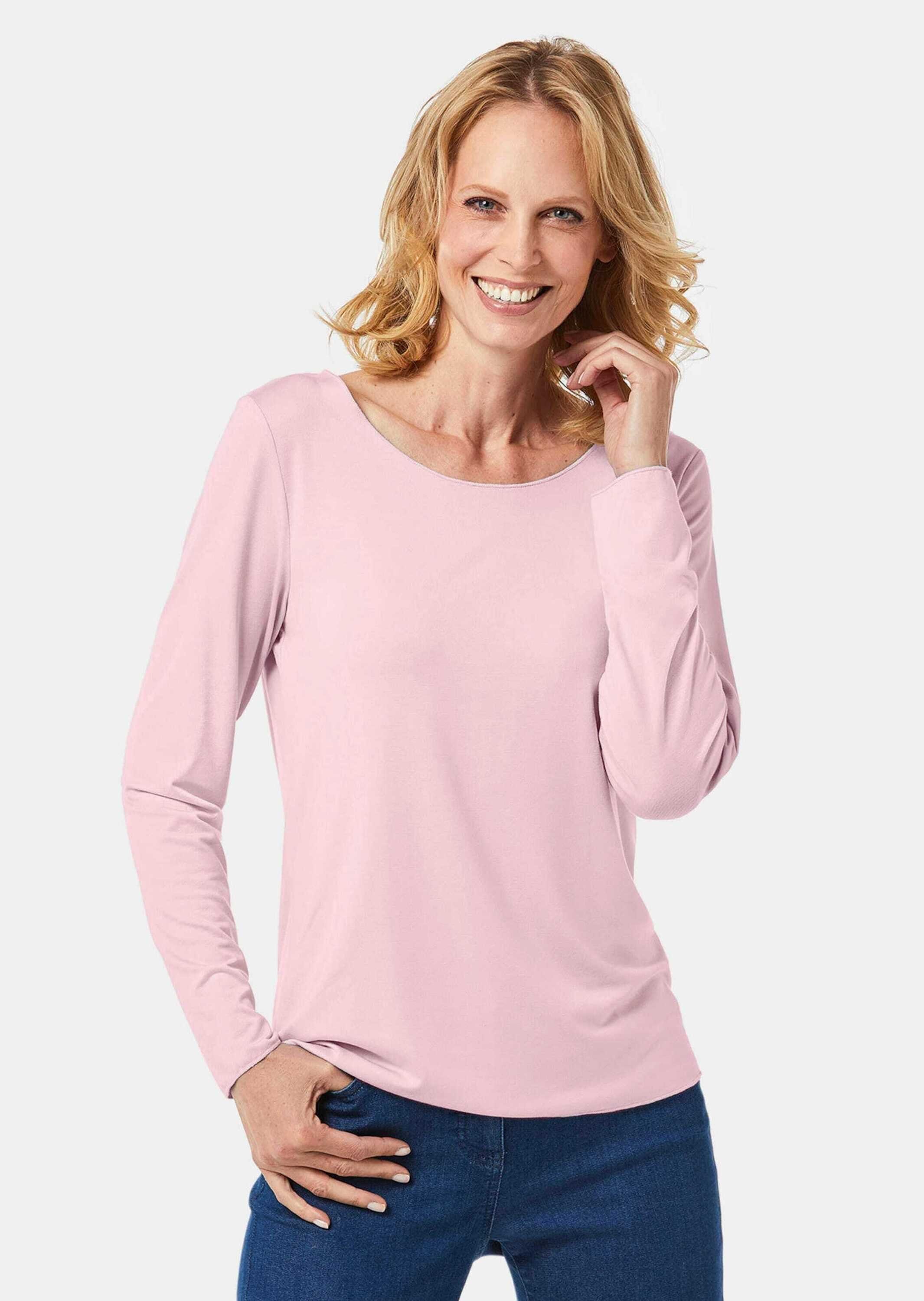 Langarmshirt Kurzgröße: Langarmshirt mit tonaler Zierkante