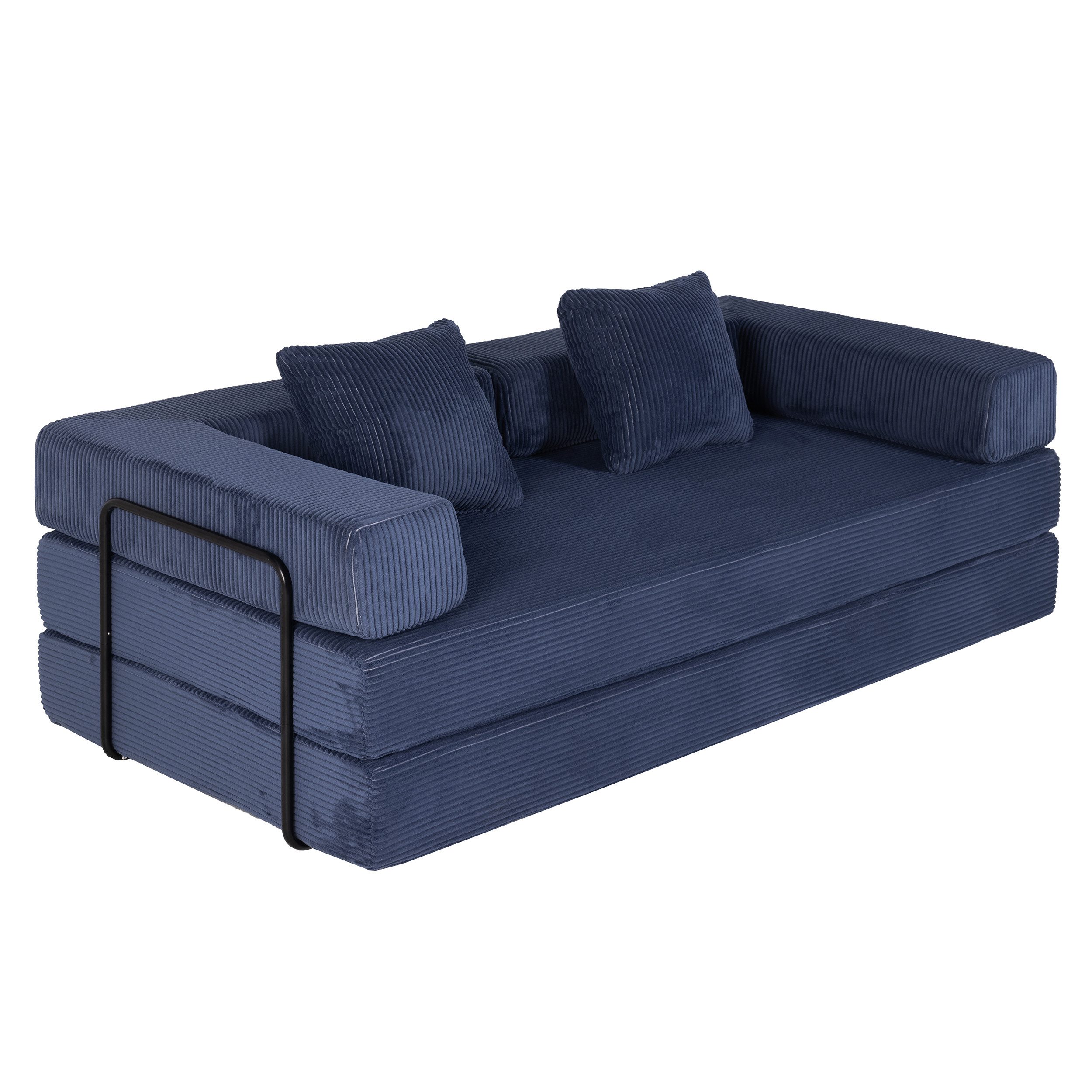 Vankel Loungesofa Faltbares Schlafsofa, bequemes Cord Bodensofa für kleine Räume, 4-in-1 Klappsofa für Wohnzimmer, Schlafzimmer, Büro oder Gäste